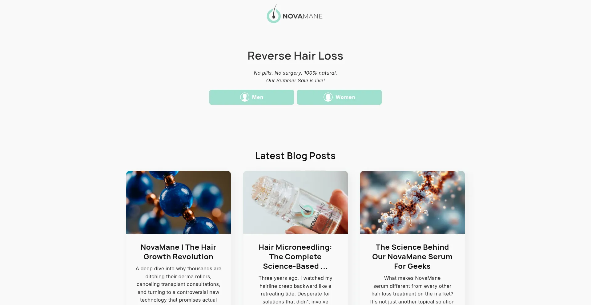 Website screenshot of Novamane.com
