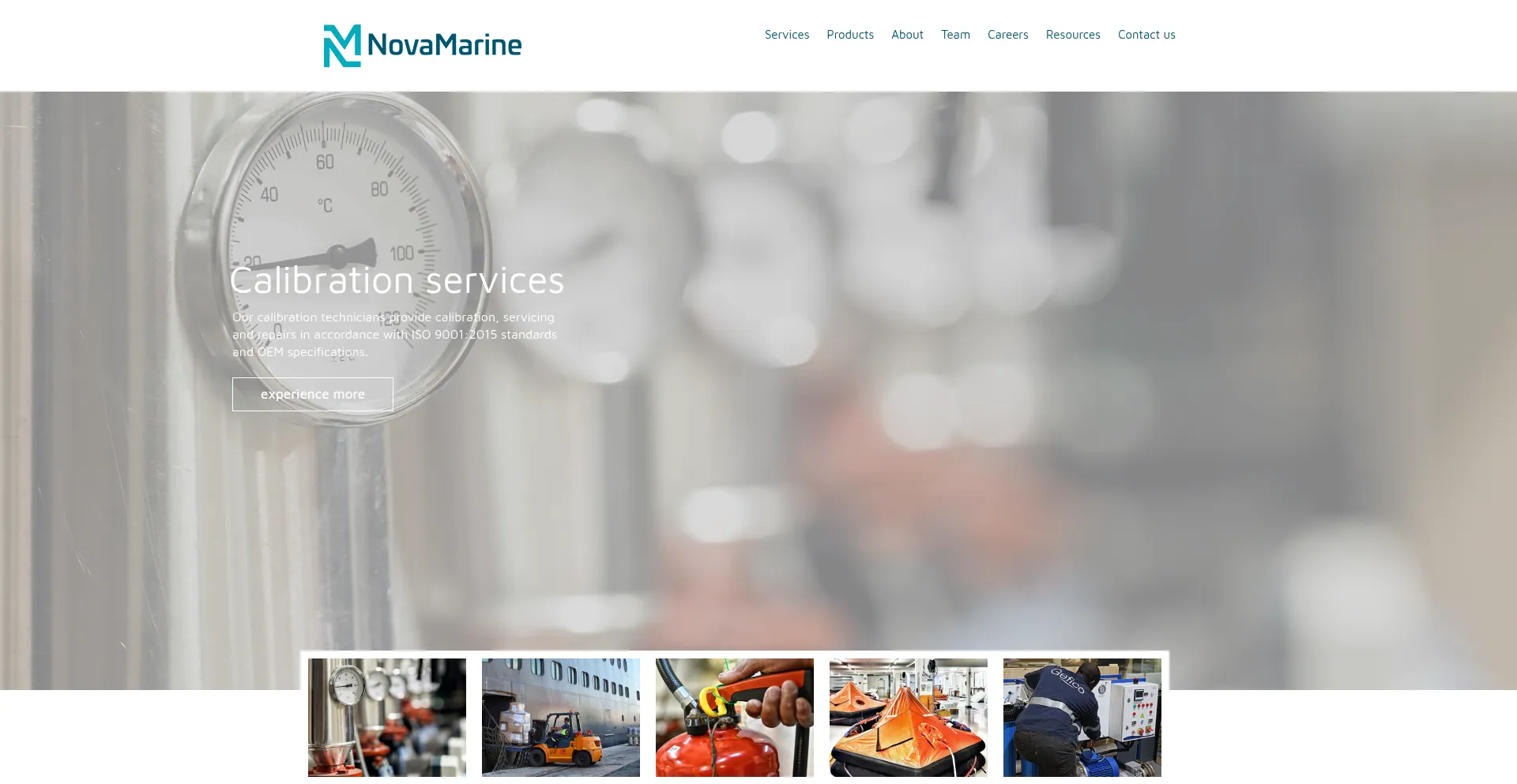 Website screenshot of Novamarine.co.za