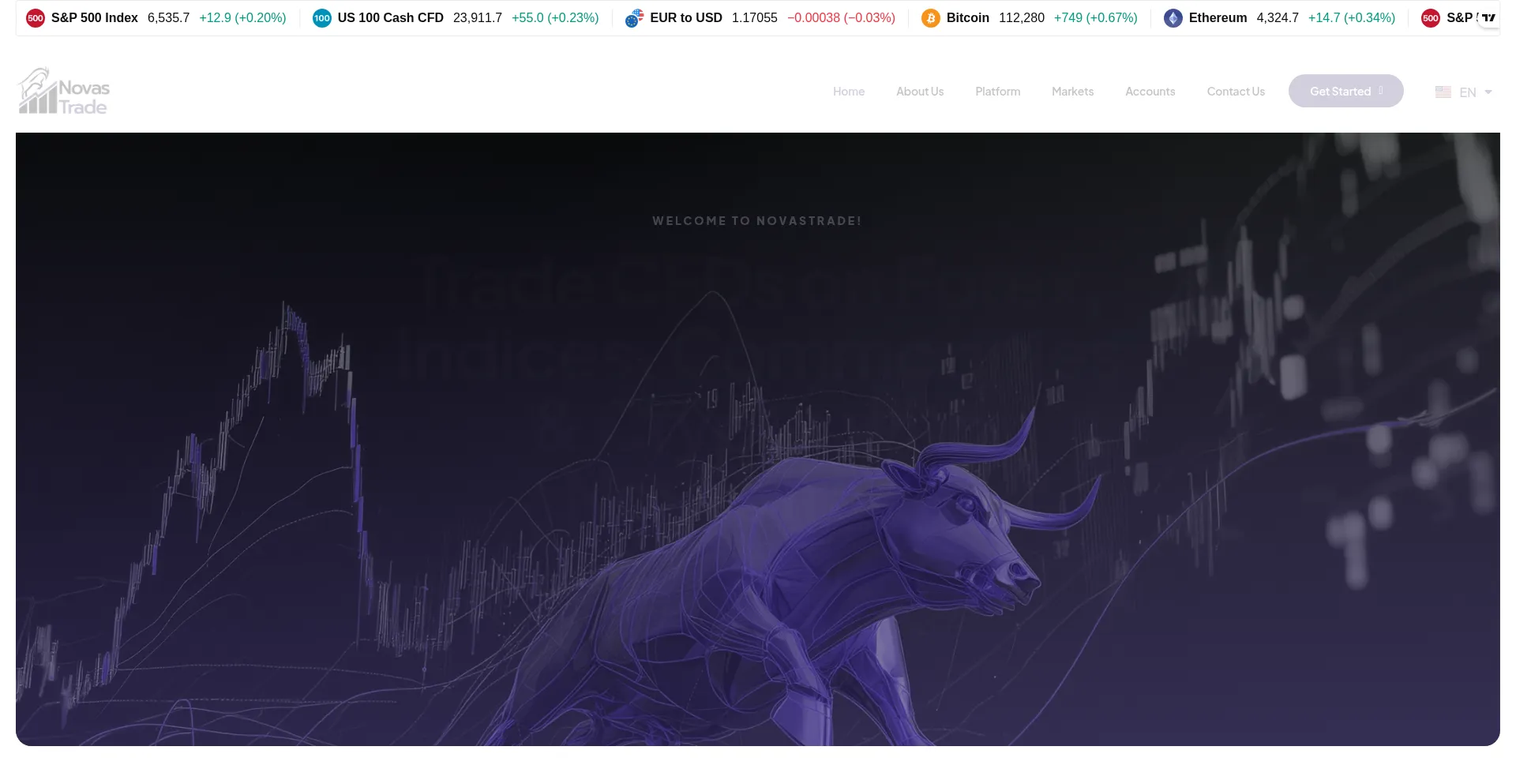 Website screenshot of Novastrade.com