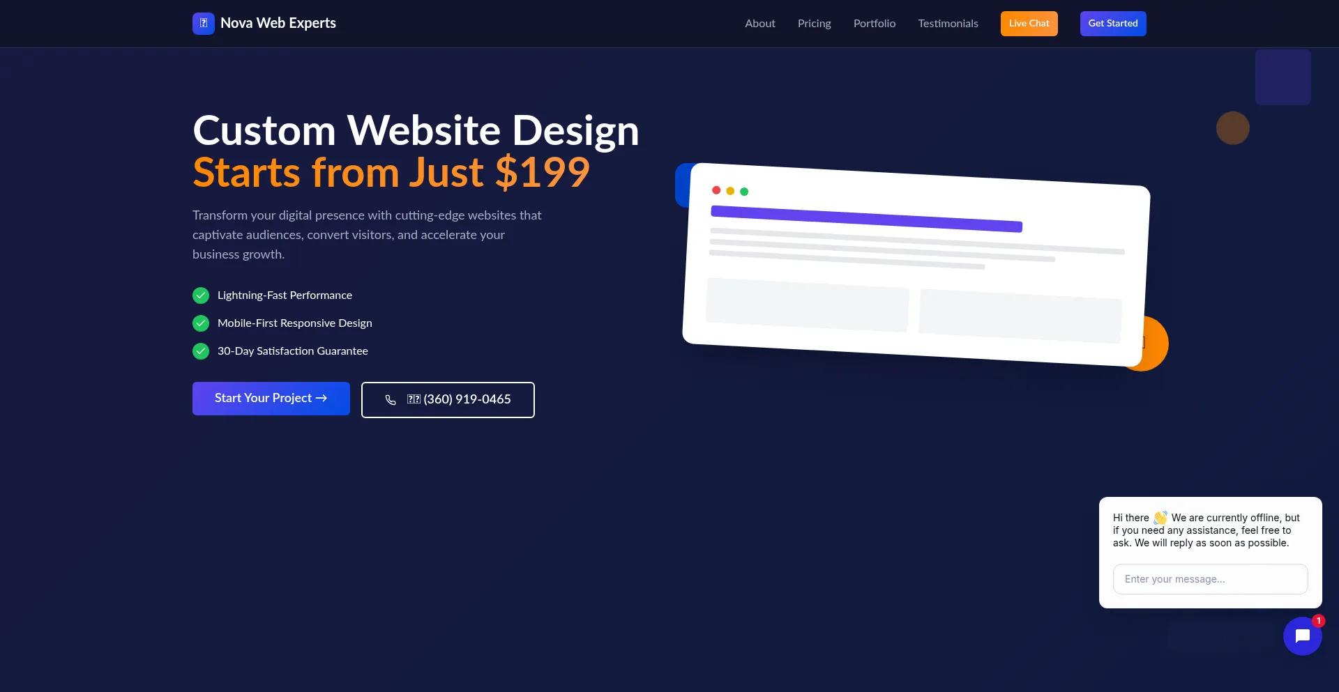 Website screenshot of Novawebexperts.com