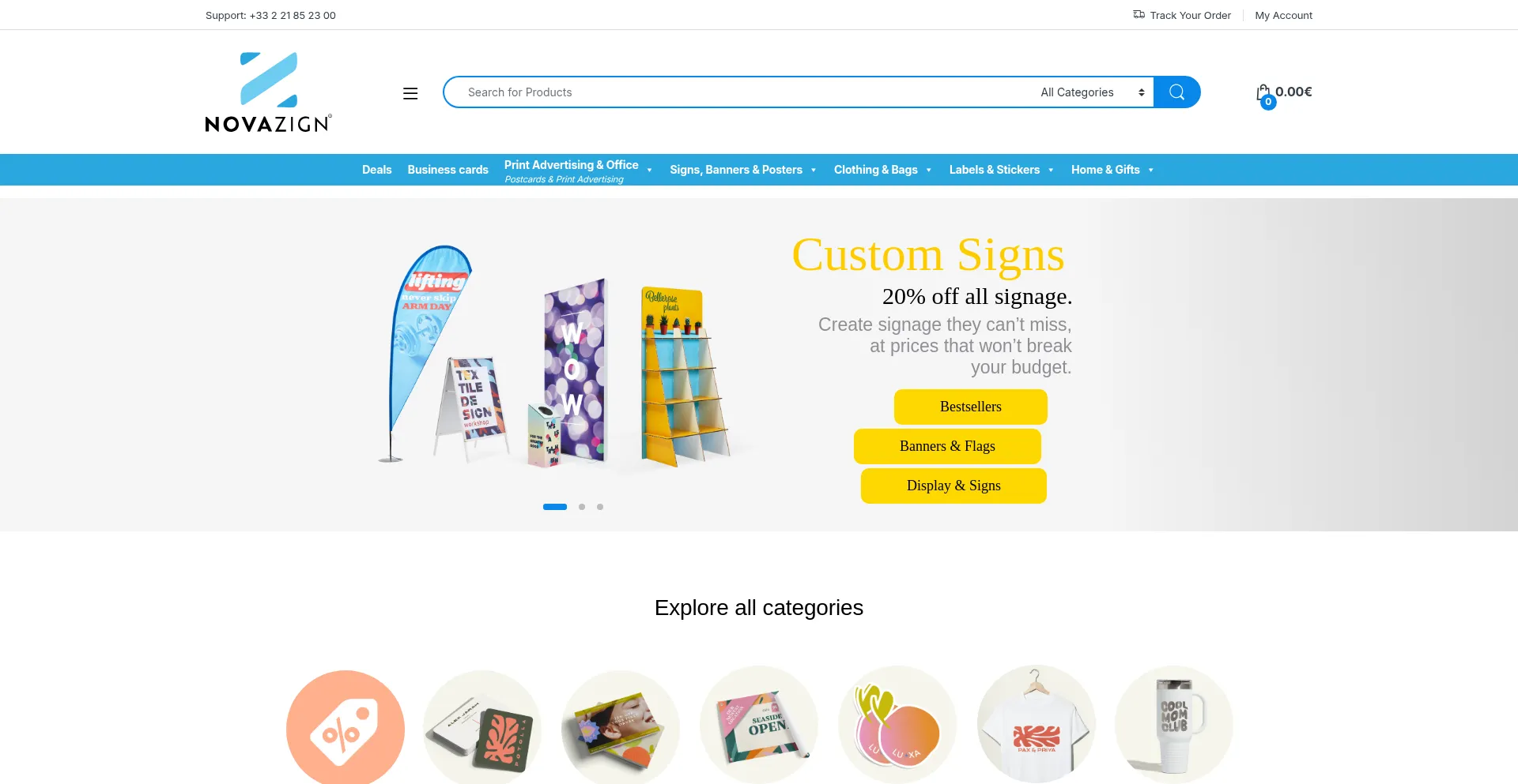 Website screenshot of Novazign.com