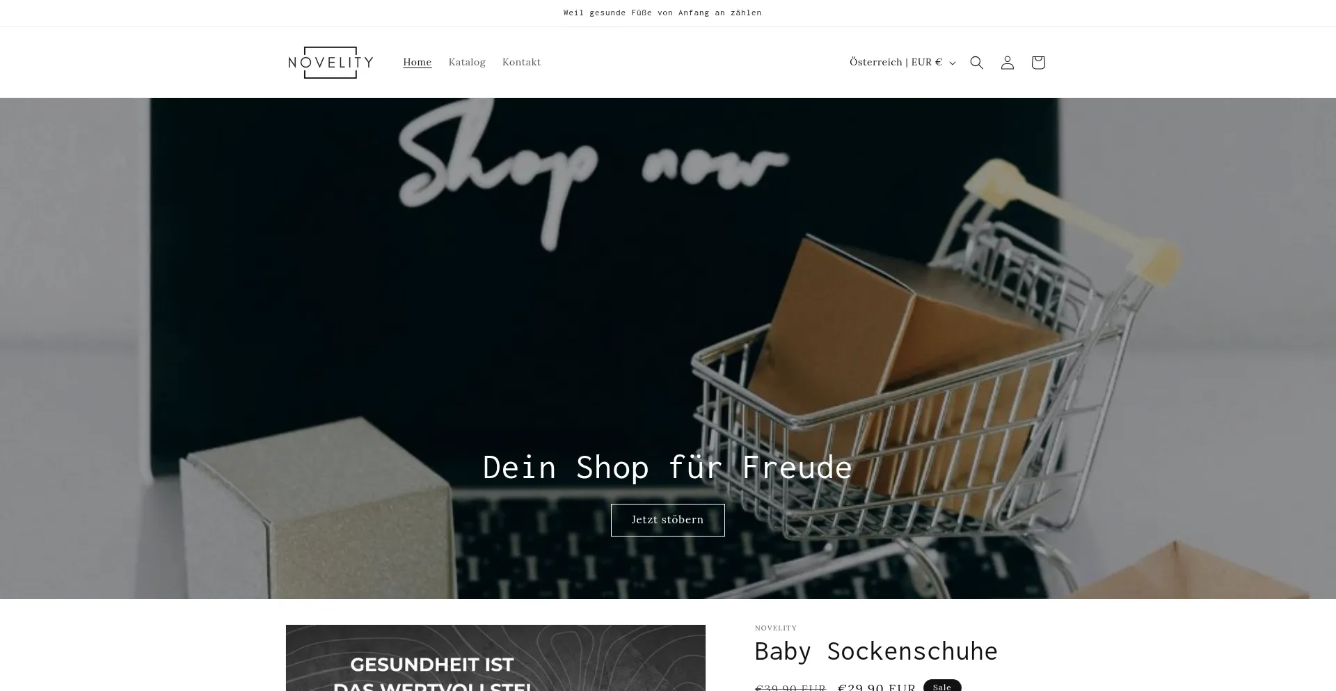 Website screenshot of Novelity.at