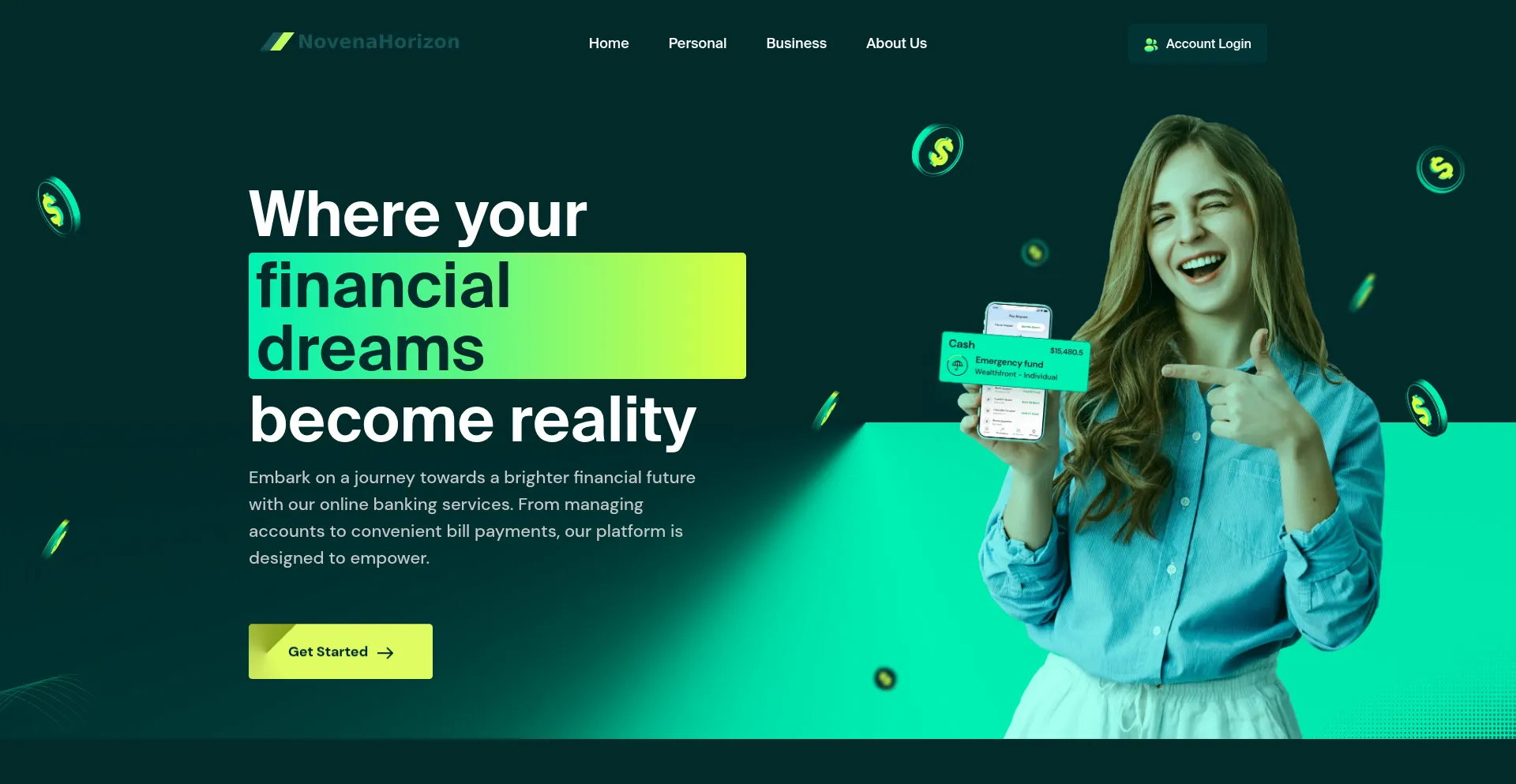 Website screenshot of Novenahorizon.com