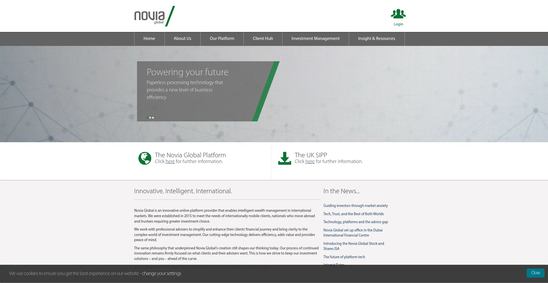 Website screenshot of Novia-global.com