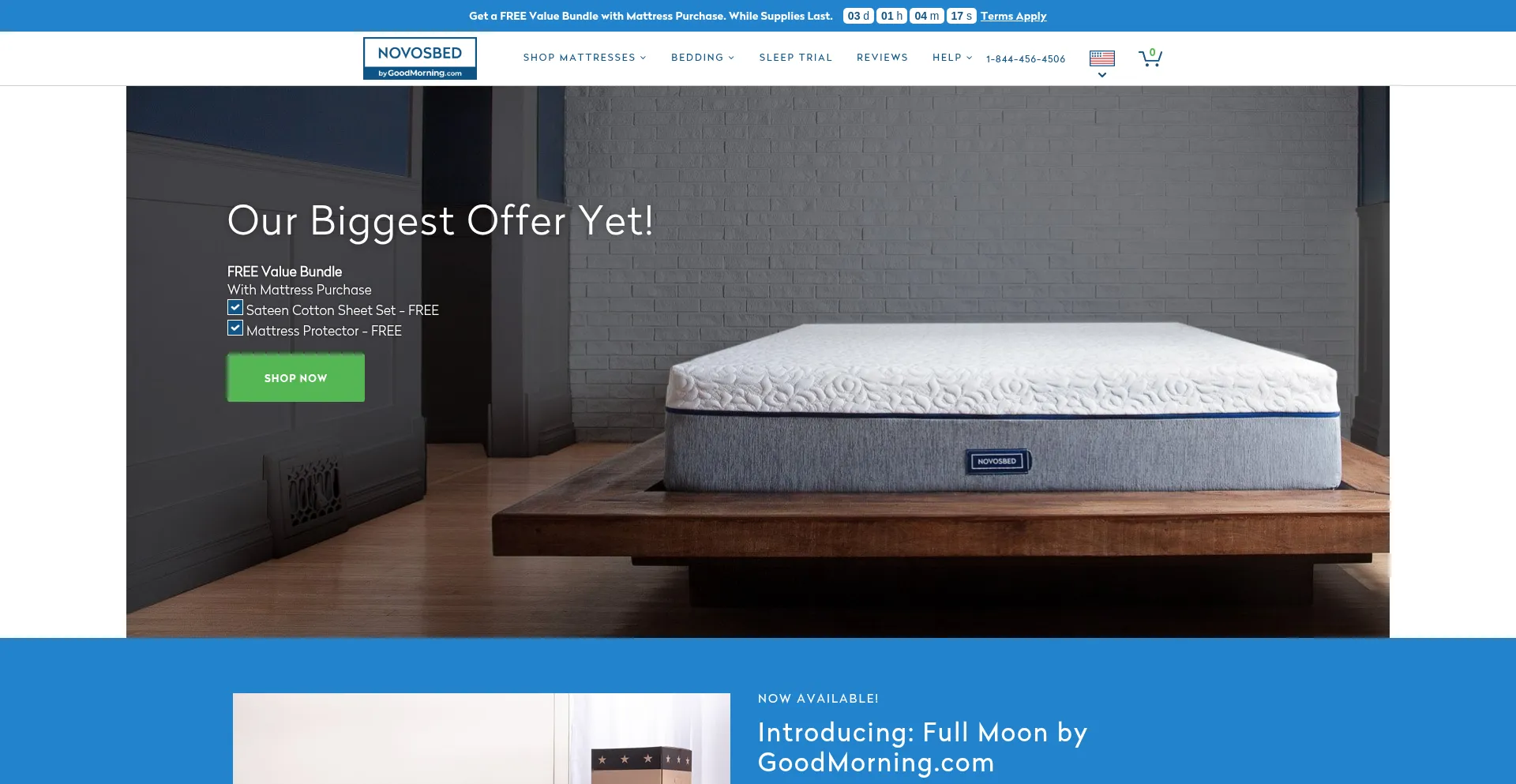 Website screenshot of Novosbed.com
