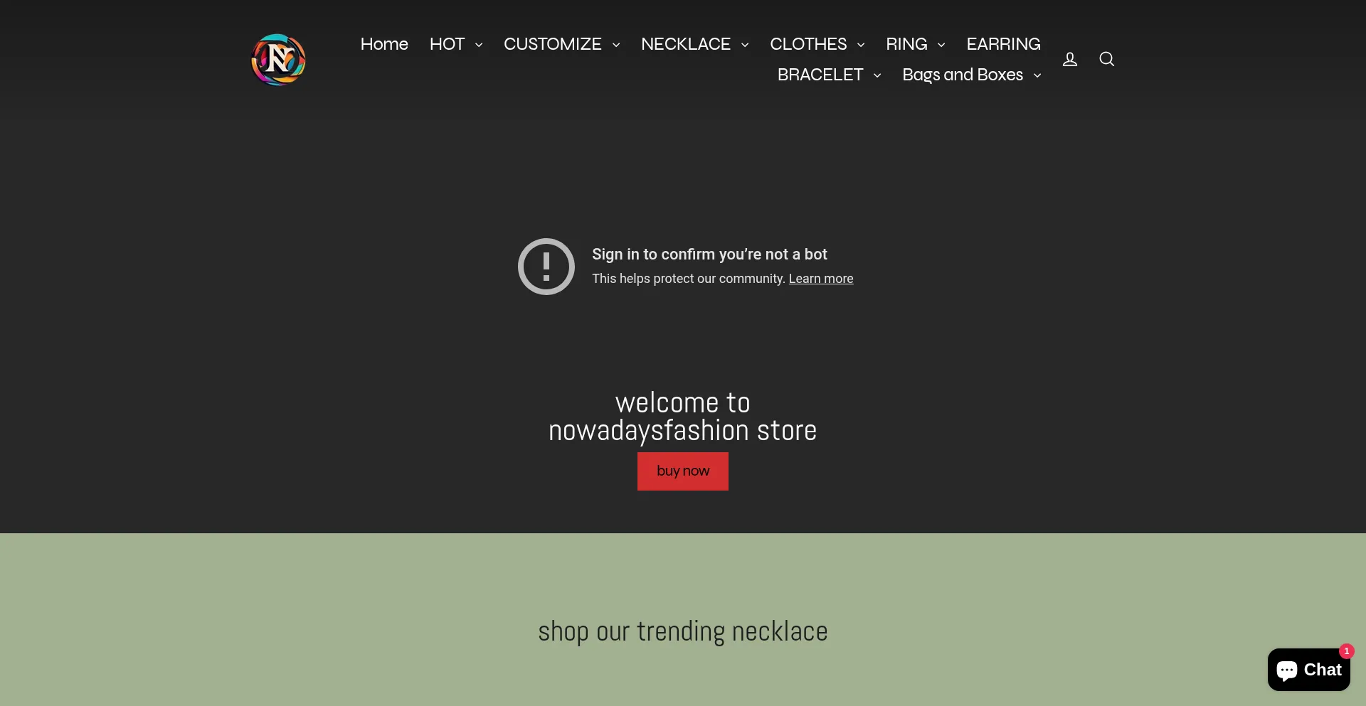 Website screenshot of Nowadaysfashion.com