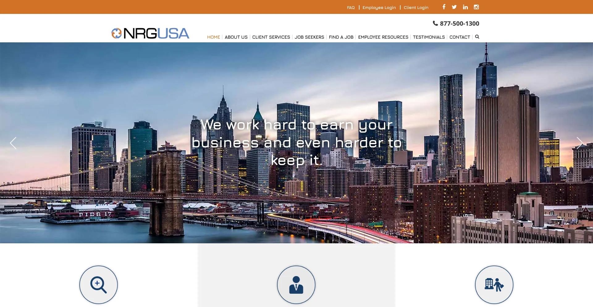 Website screenshot of Nrgusa.com