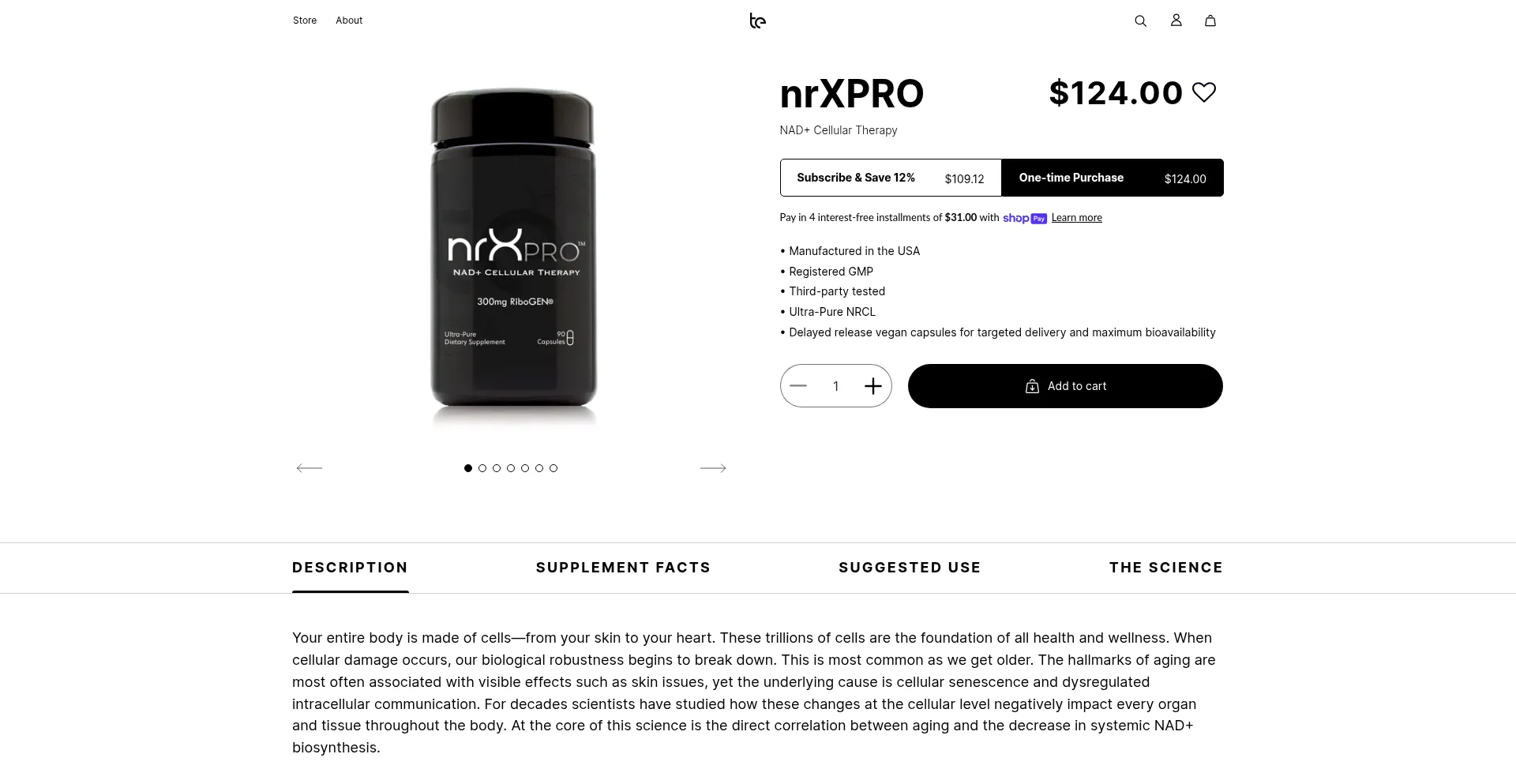 Website screenshot of Nrxpro.com