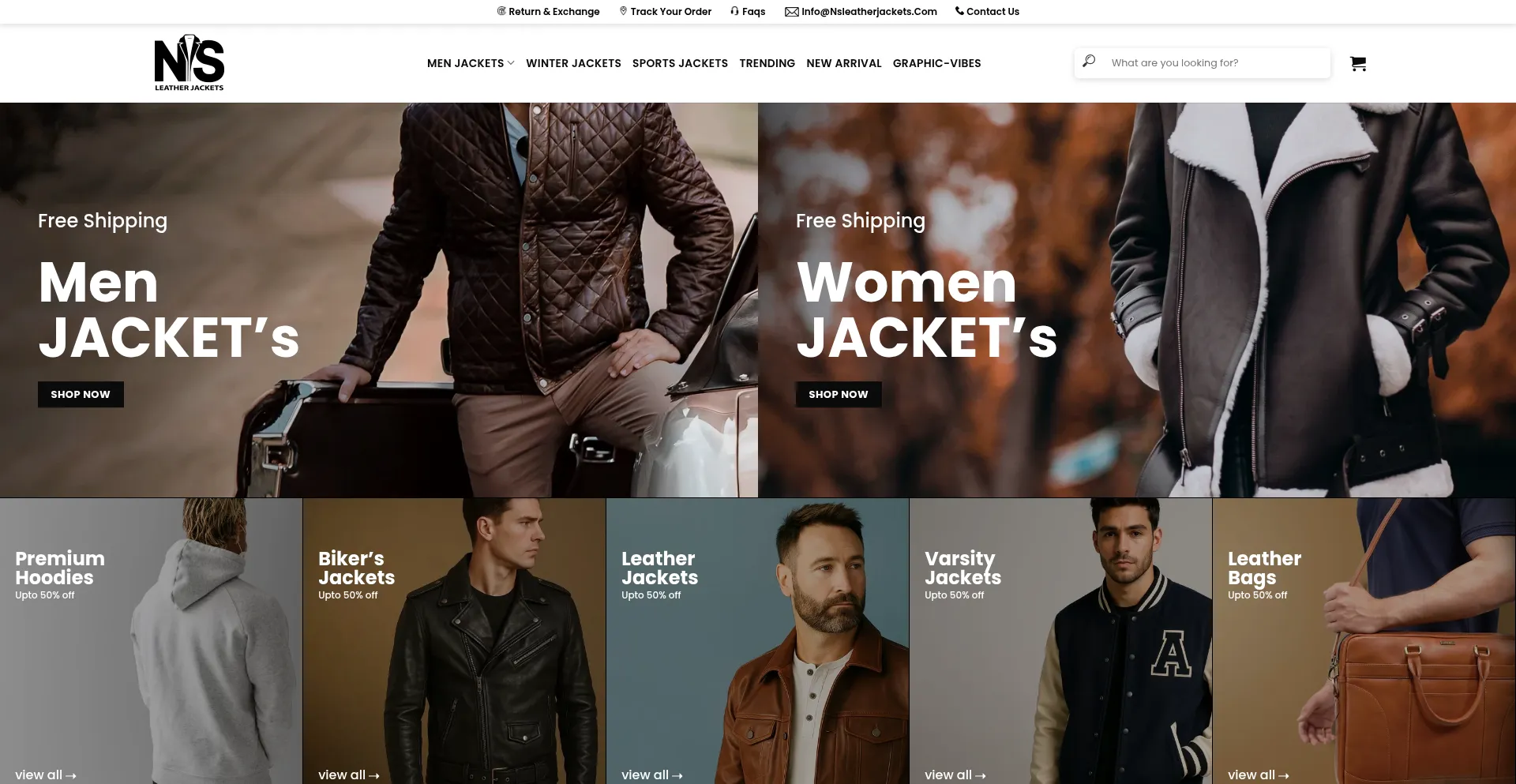 Nsleatherjackets.com Screenshot