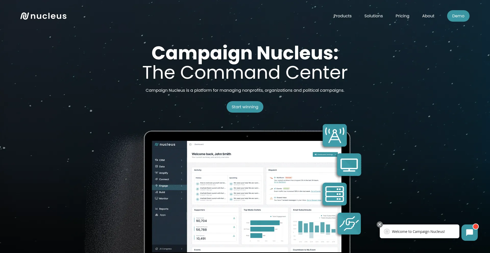 Website screenshot of Nucleusemail.com