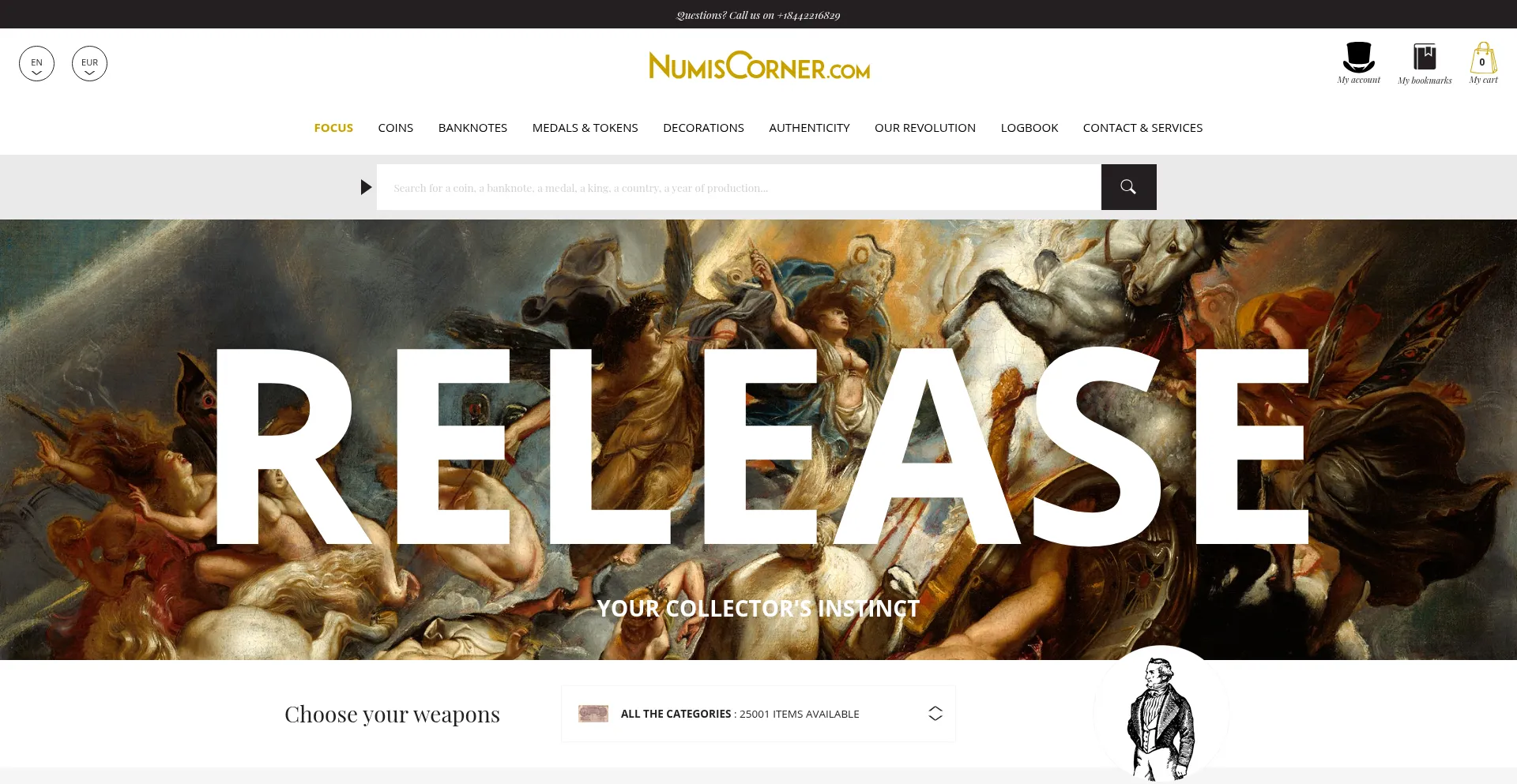 Website screenshot of Numiscorner.com