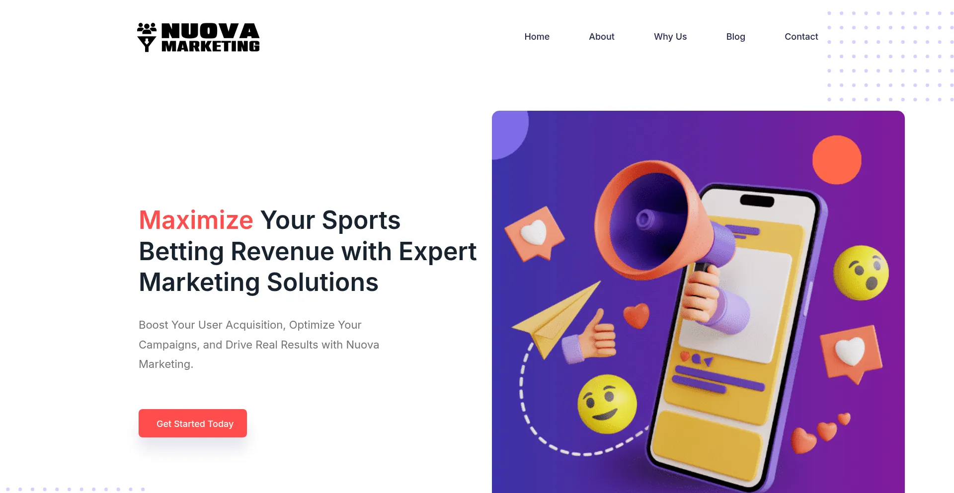 Website screenshot of Nuovamarketing.com