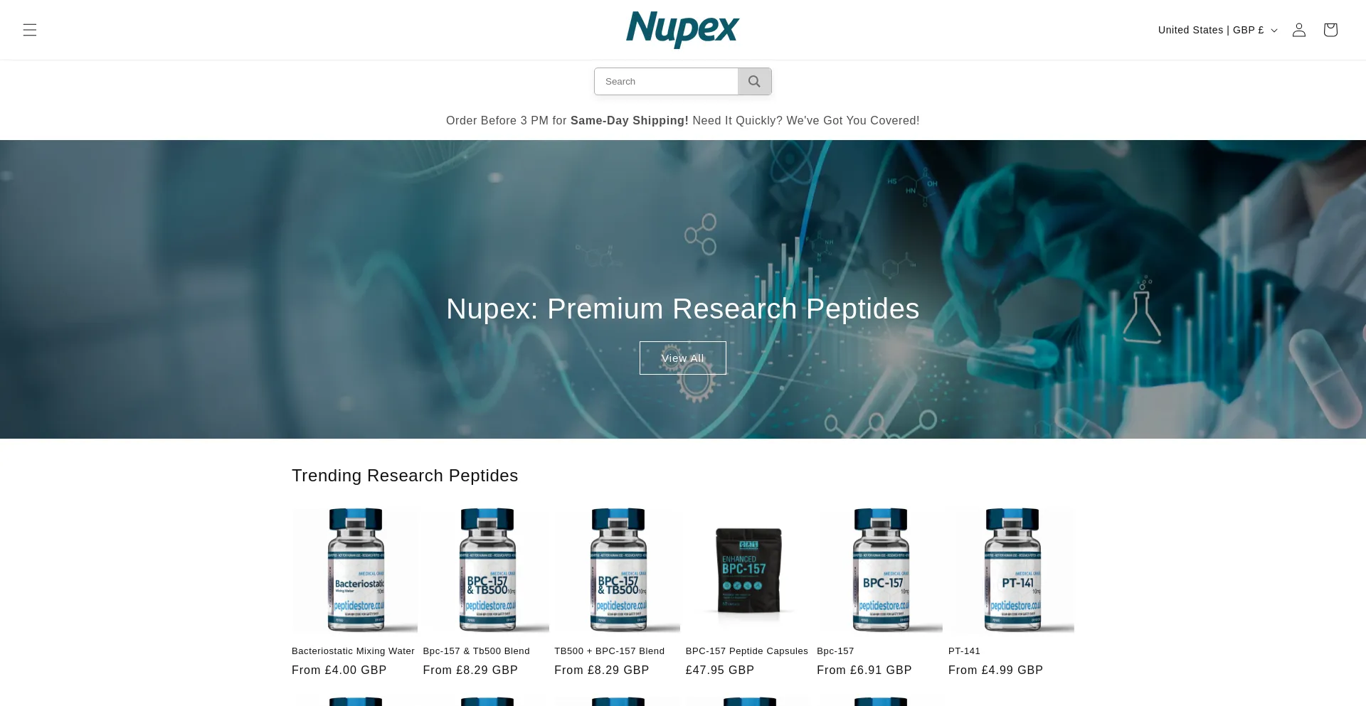 Website screenshot of Nupex.co.uk