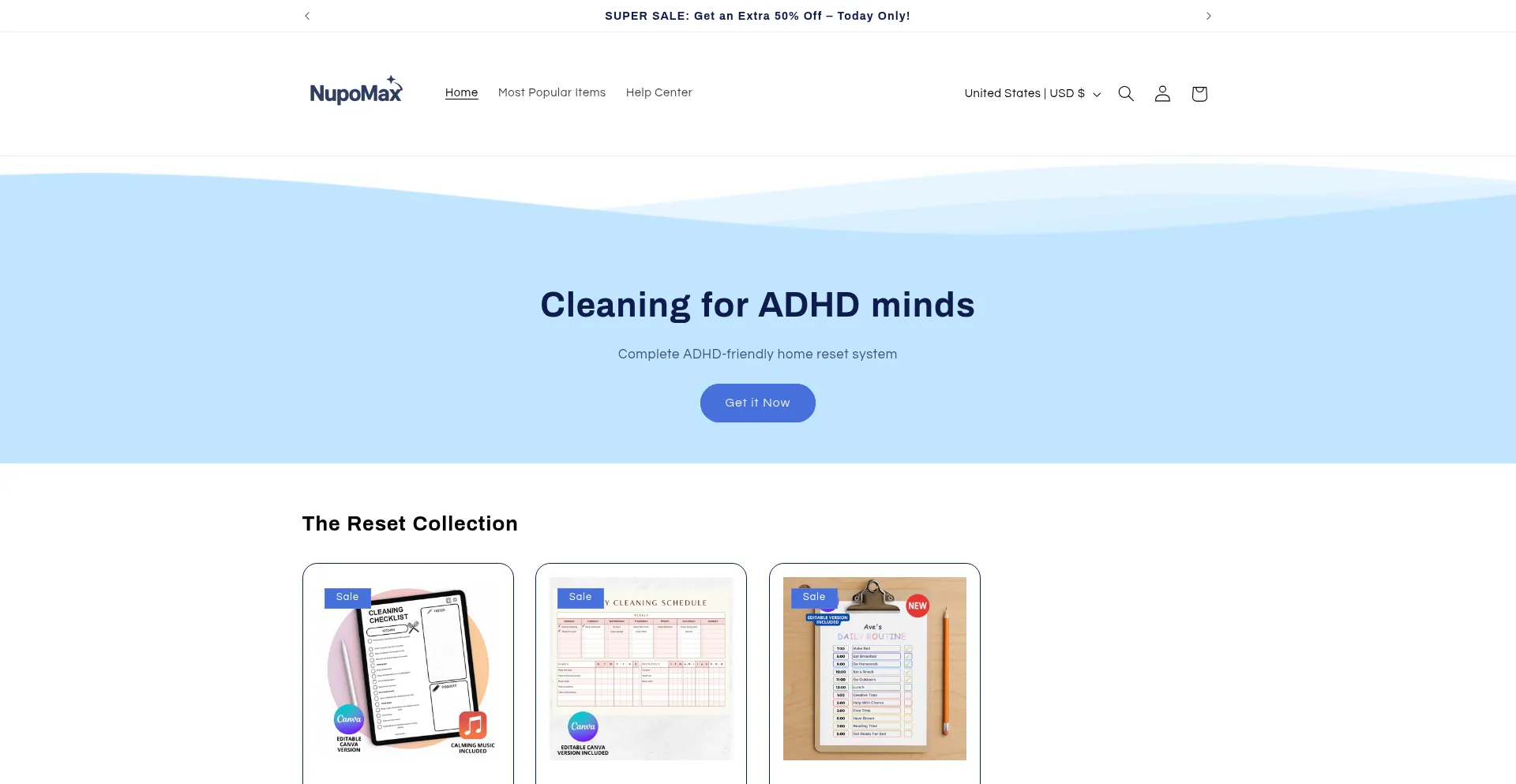 Website screenshot of Nupomax.com