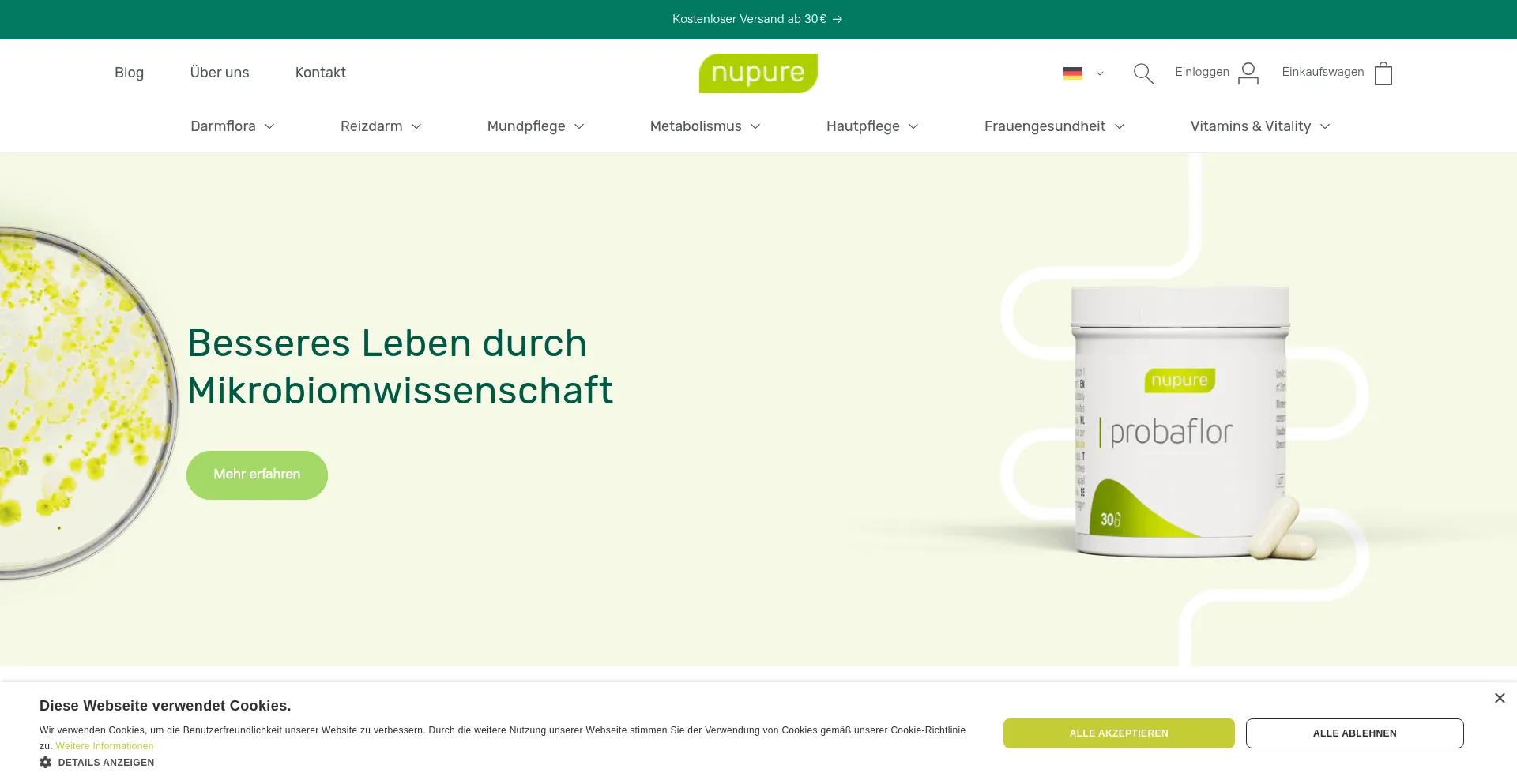 Website screenshot of Nupureshop.com