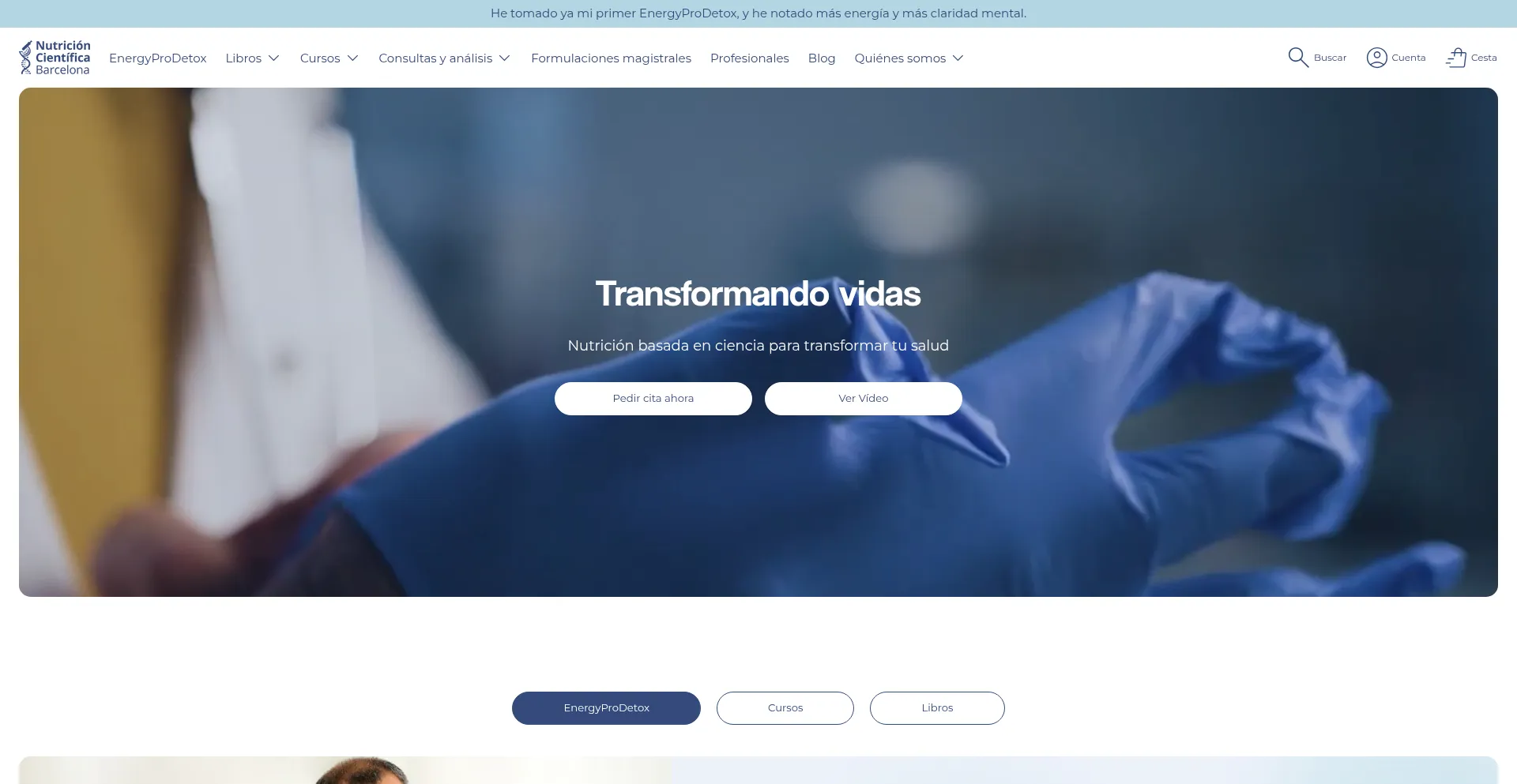 Website screenshot of Nutricioncientificabarcelona.com