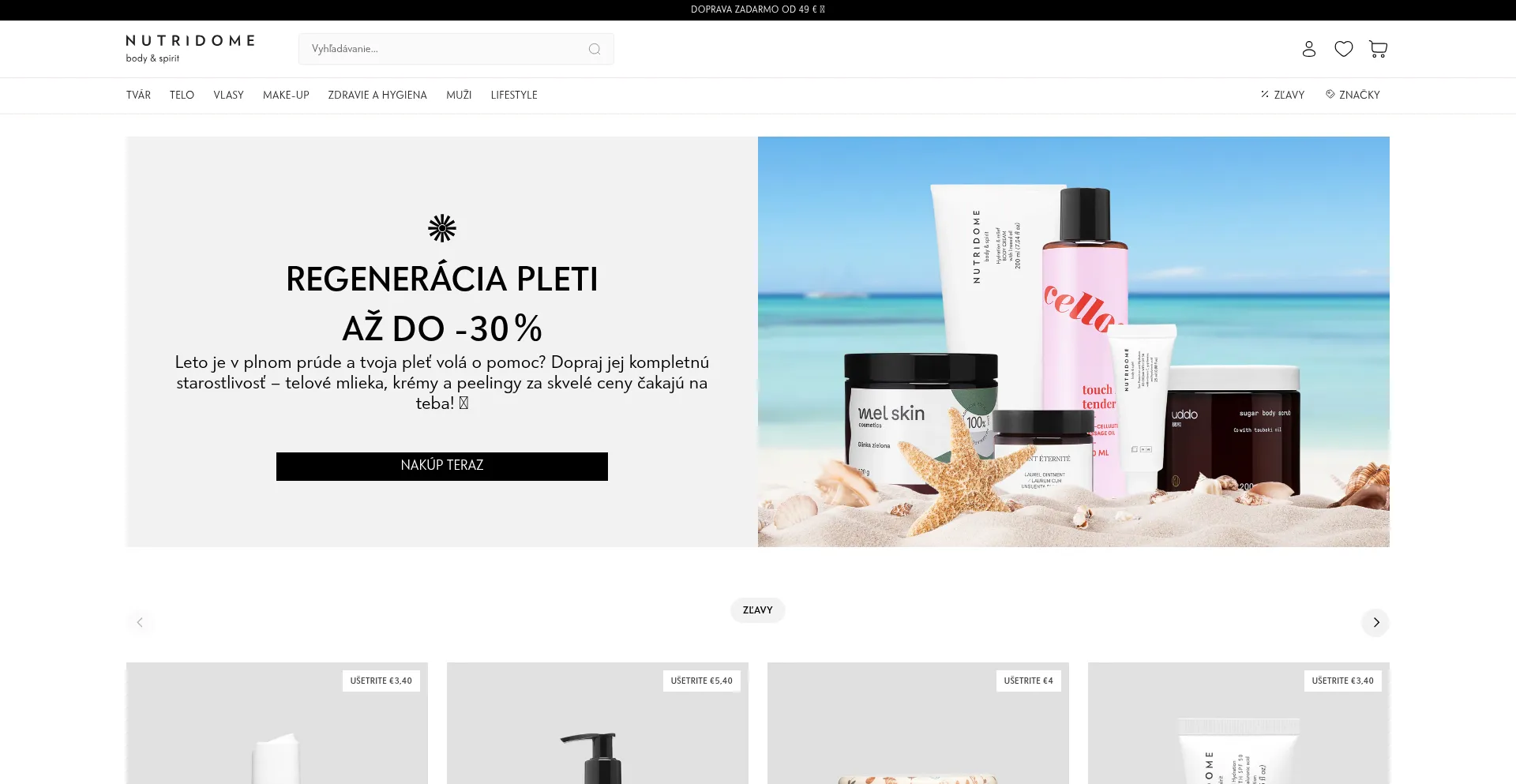 Website screenshot of Nutridome.sk