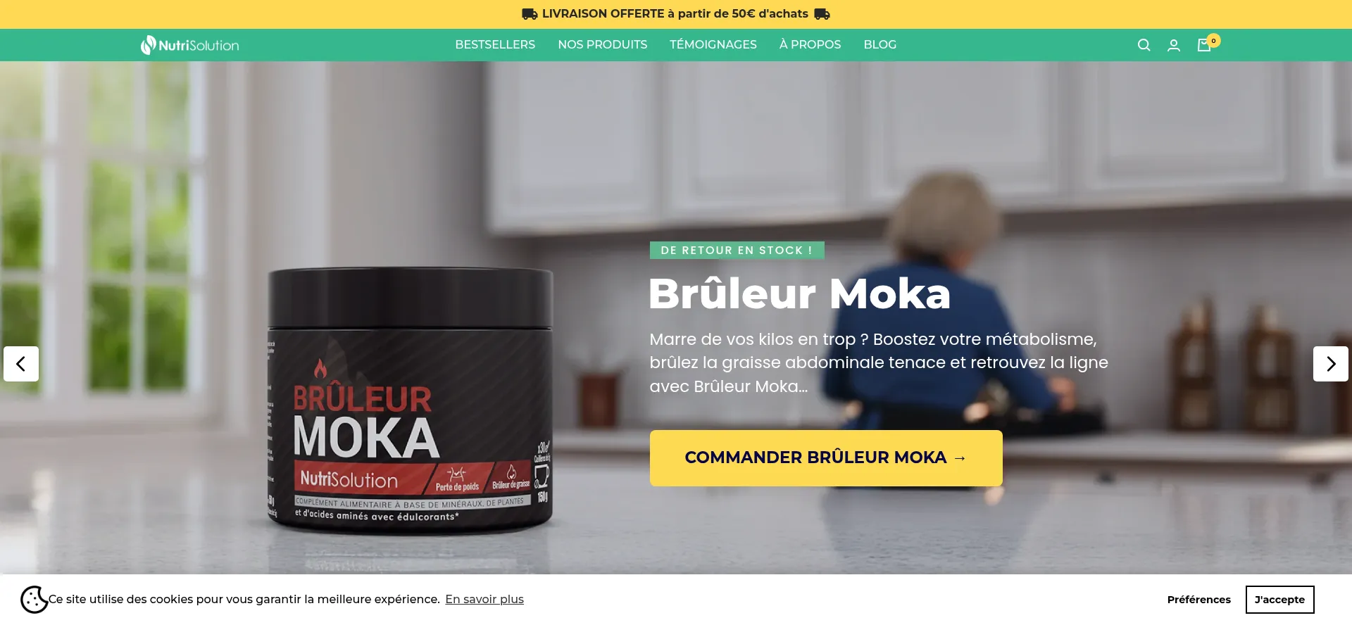Website screenshot of Nutrisolution.fr