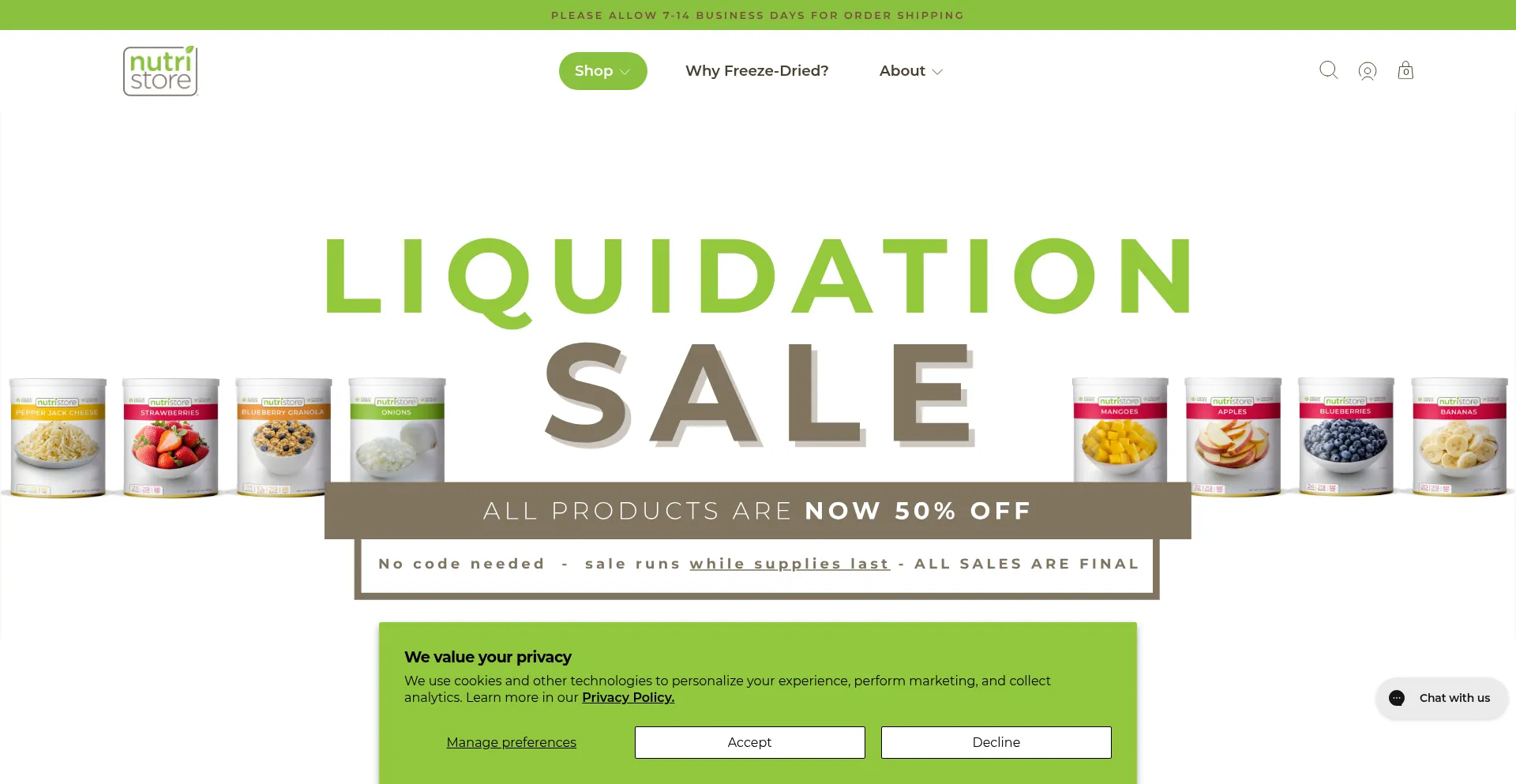 Nutristorefoods.com Screenshot