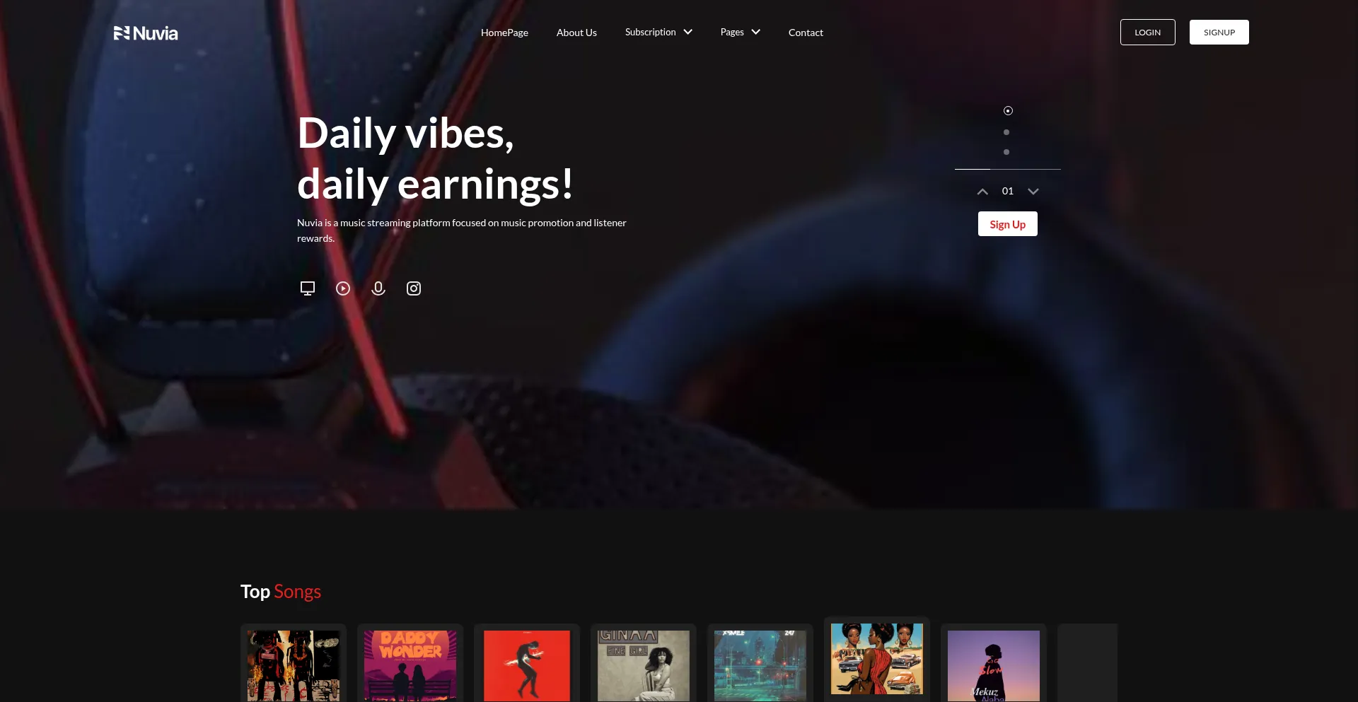 Website screenshot of Nuviamusic.com