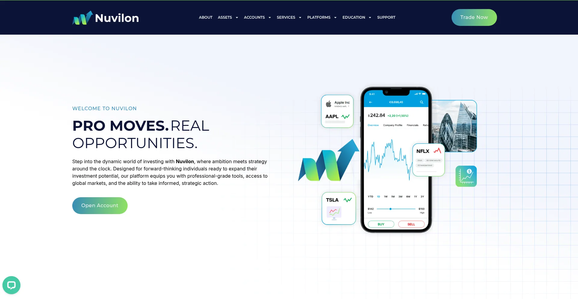 Website screenshot of Nuvilon.io