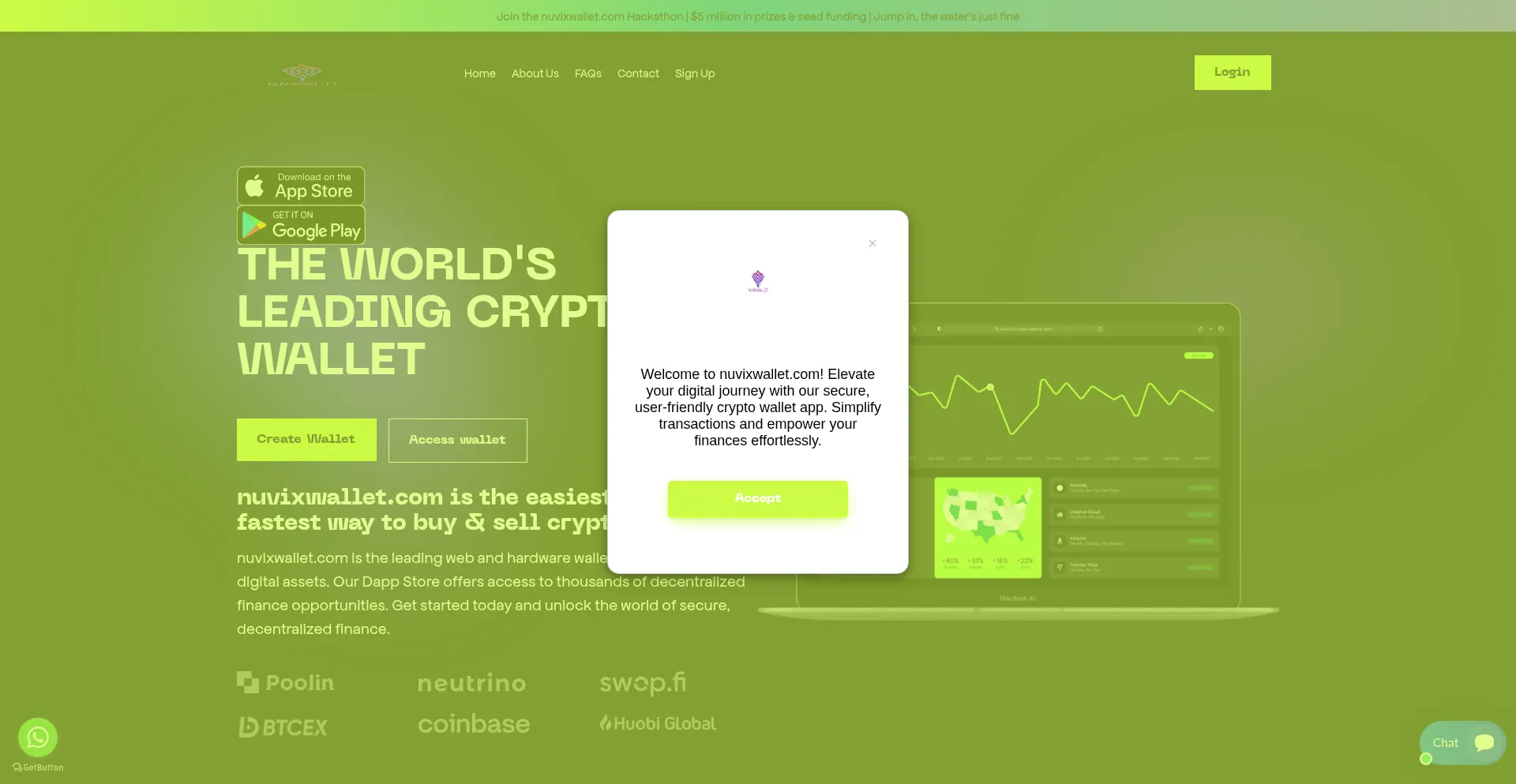Website screenshot of Nuvixwallet.com