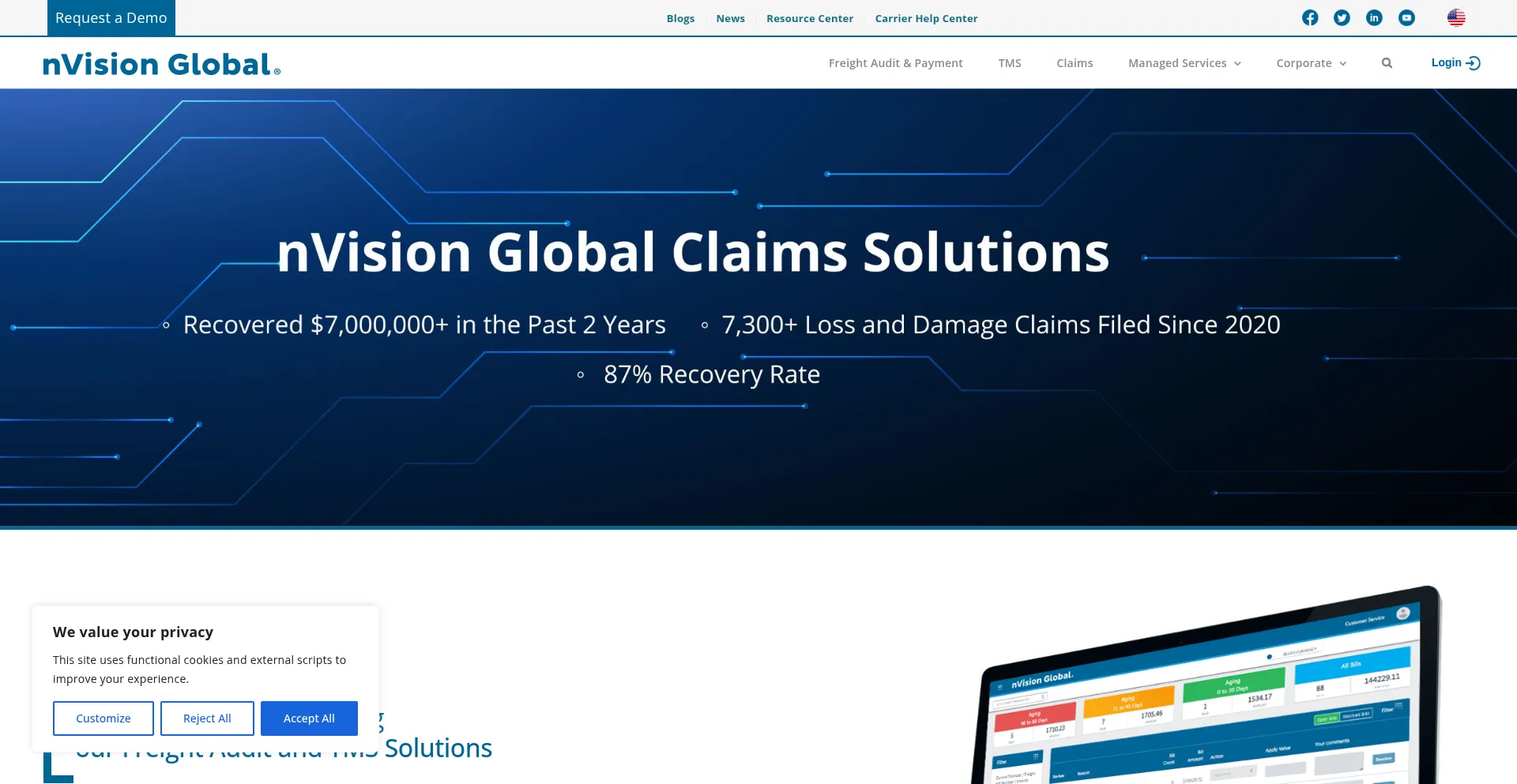 Website screenshot of Nvisionglobal.com