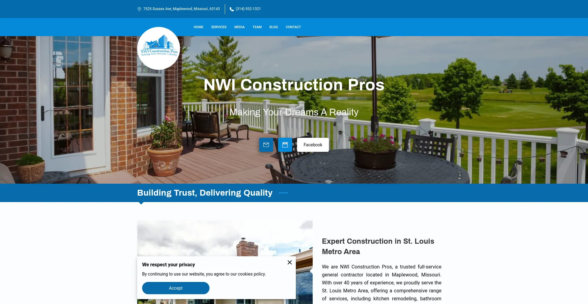 Website screenshot of Nwiconstructionpros.com