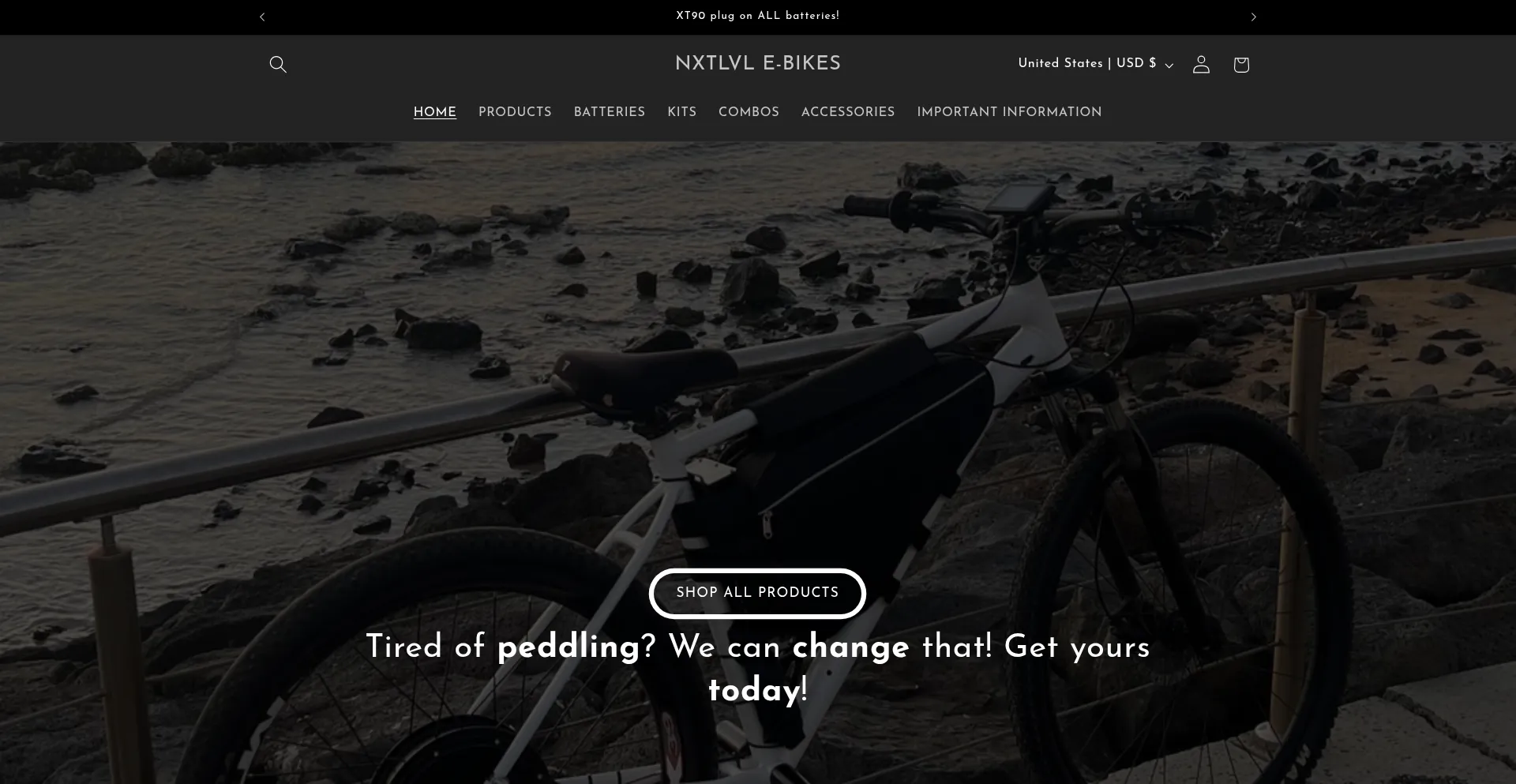 Website screenshot of Nxtlvlebikes.com