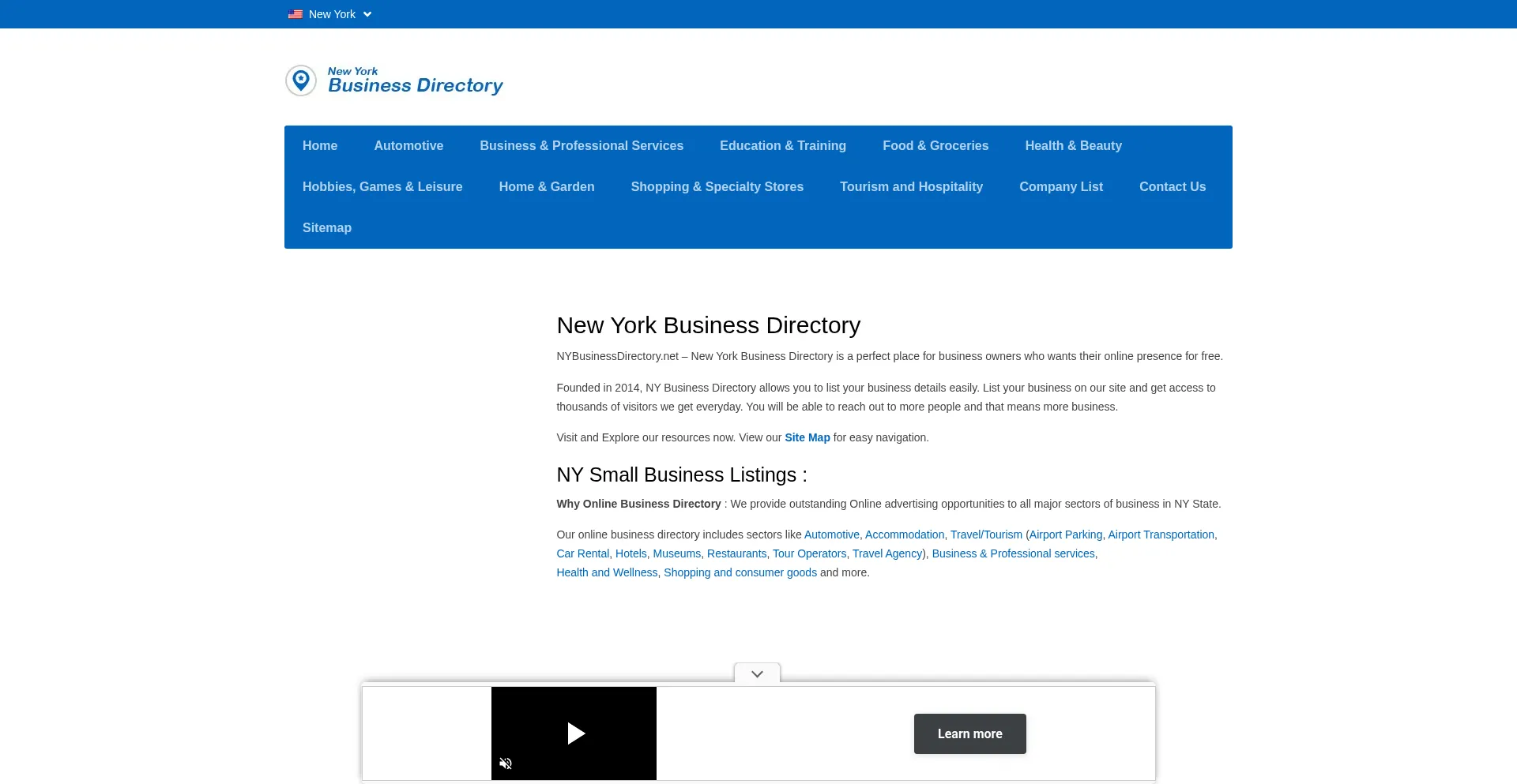 Website screenshot of Nybusinessdirectory.net