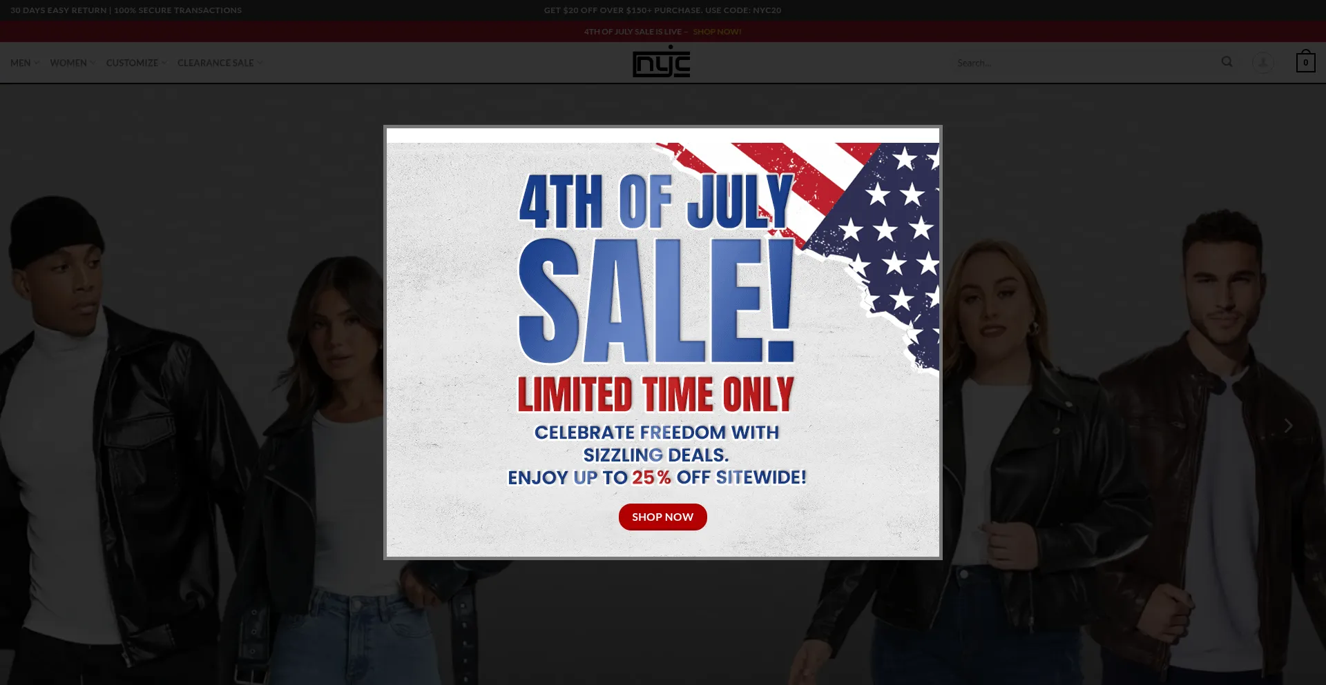 Website screenshot of Nycjackets.com