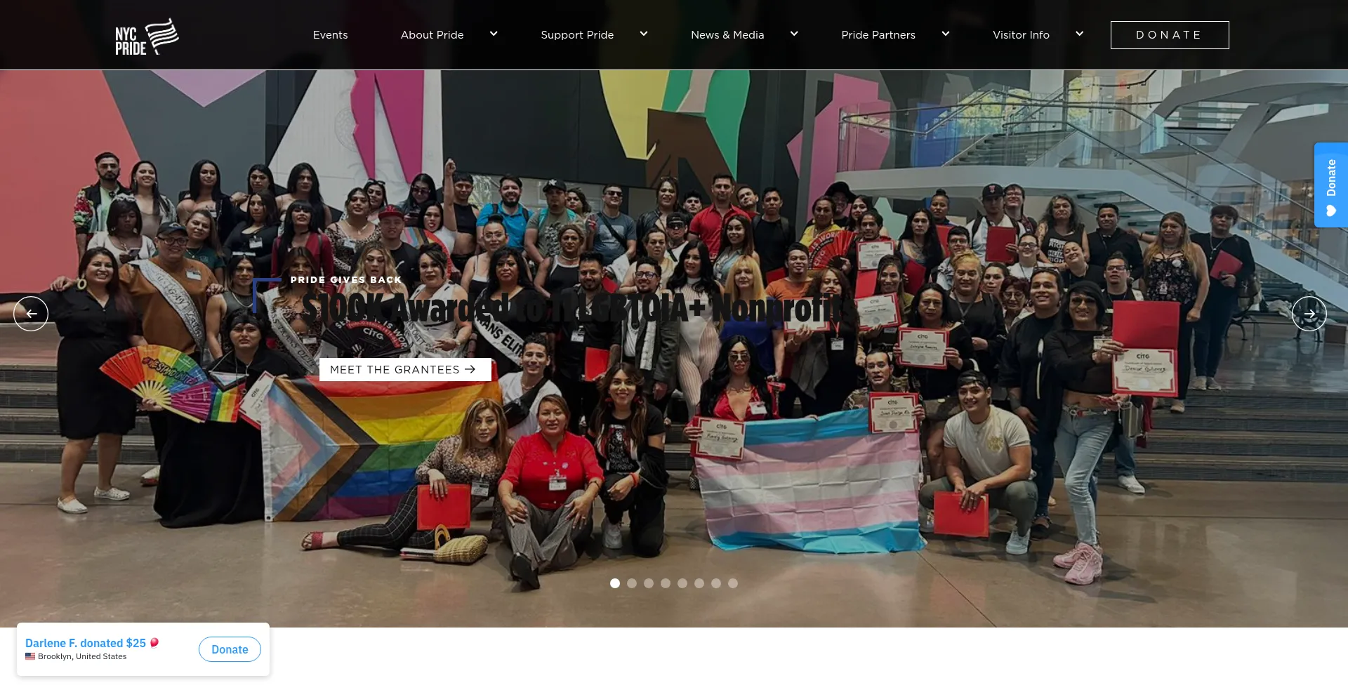 Website screenshot of Nycpride.org