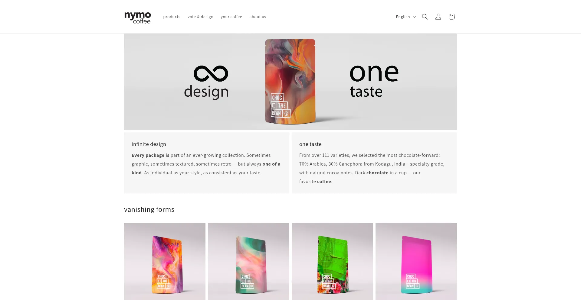 Website screenshot of Nymo.coffee