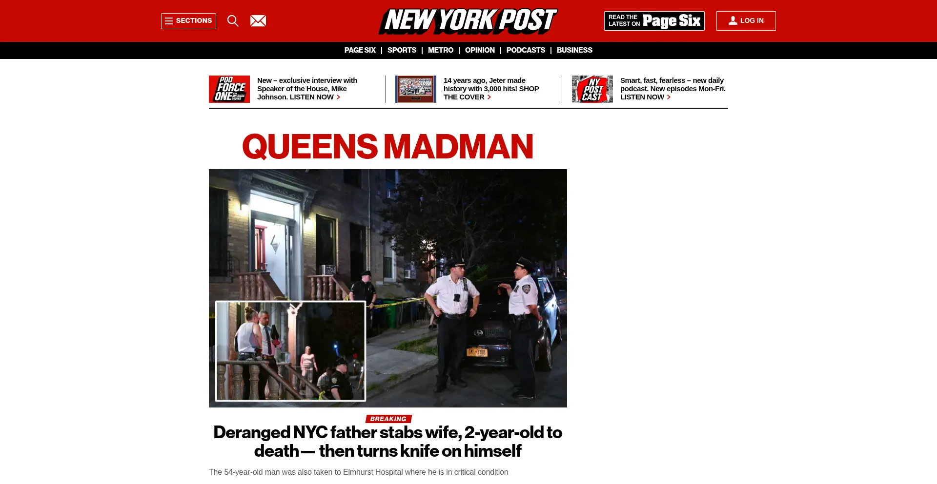 Website screenshot of Nypost.com