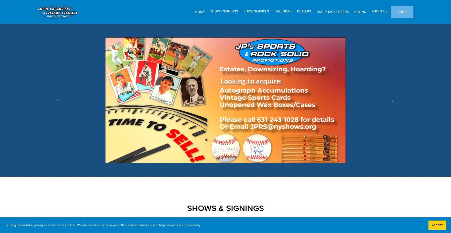 Website screenshot of Nyshows.org