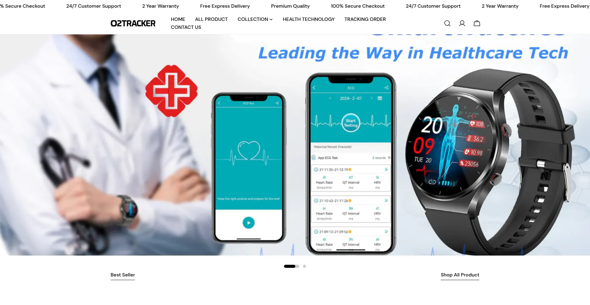 Website screenshot of O2tracker.com
