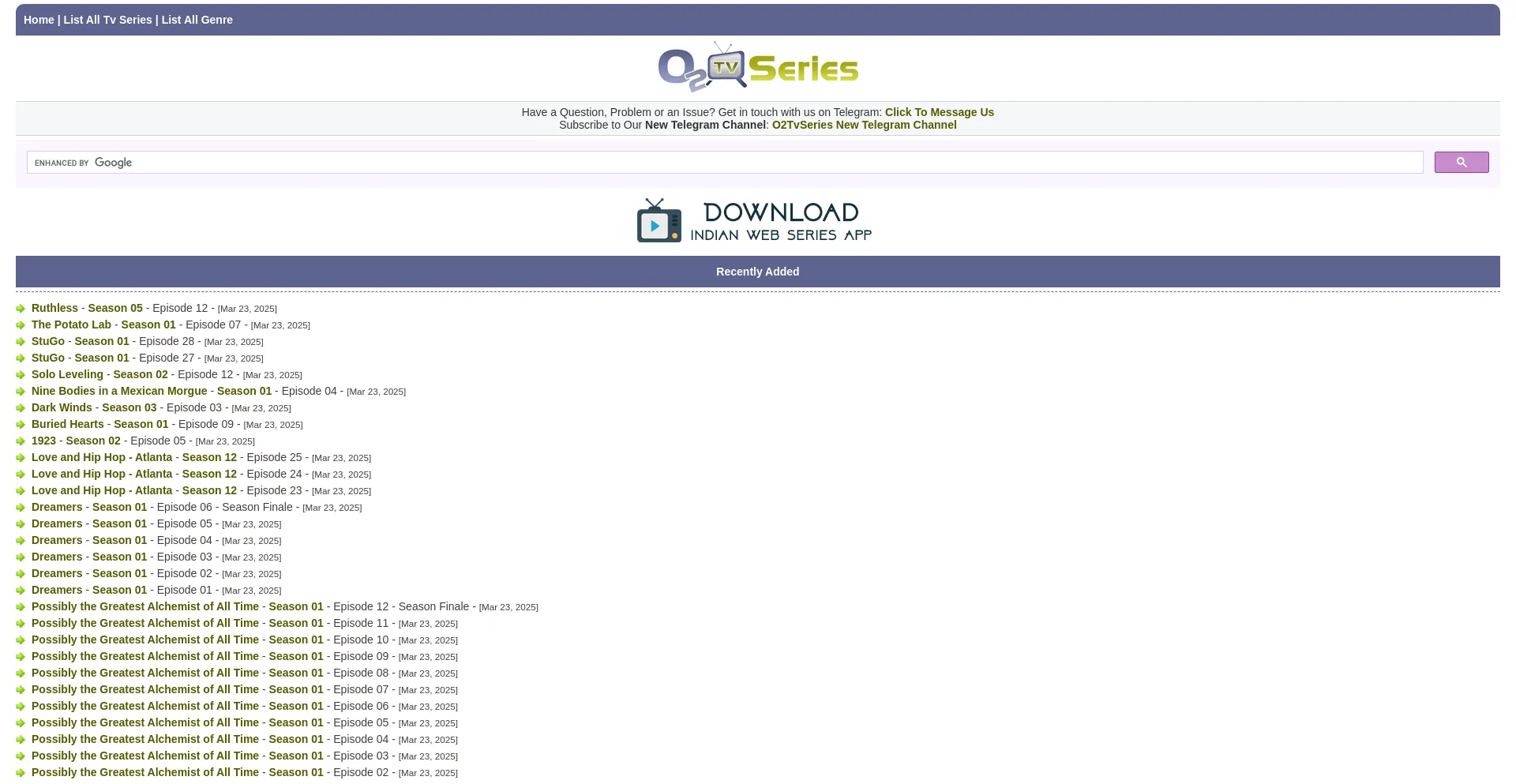 Website screenshot of O2tvseries4.com
