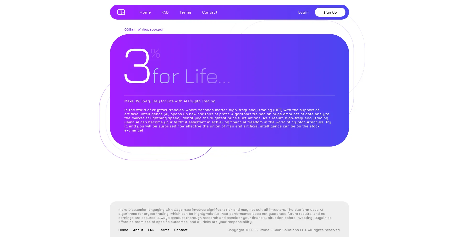 Website screenshot of O3gain.cc