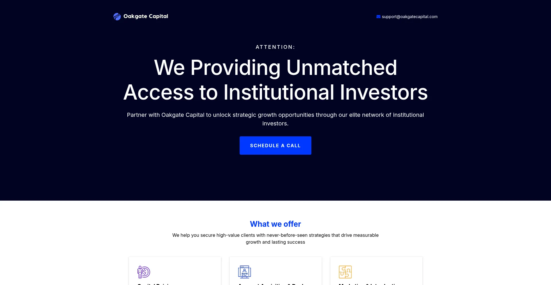 Website screenshot of Oakgatecapital.com