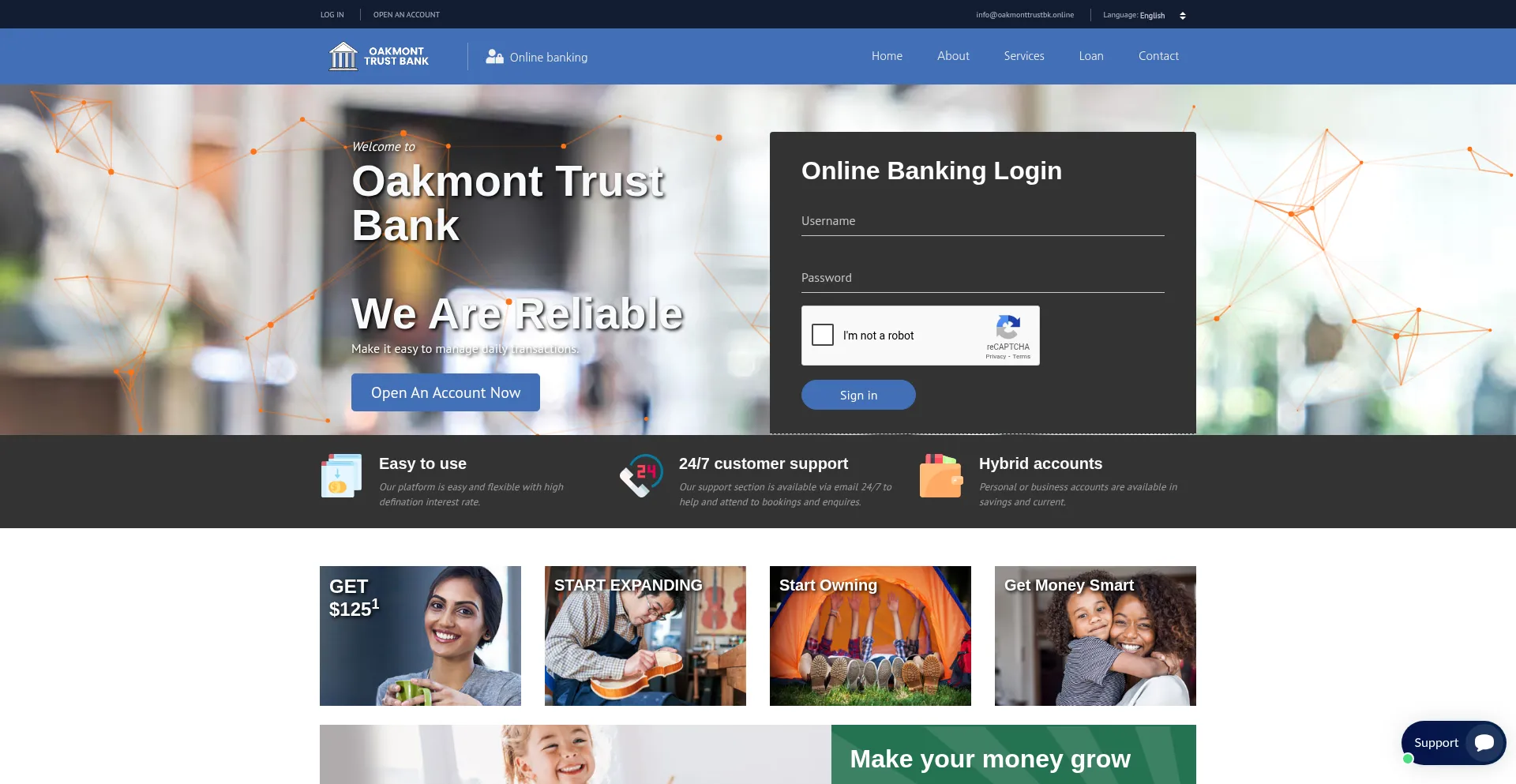 Website screenshot of Oakmonttrustbk.online