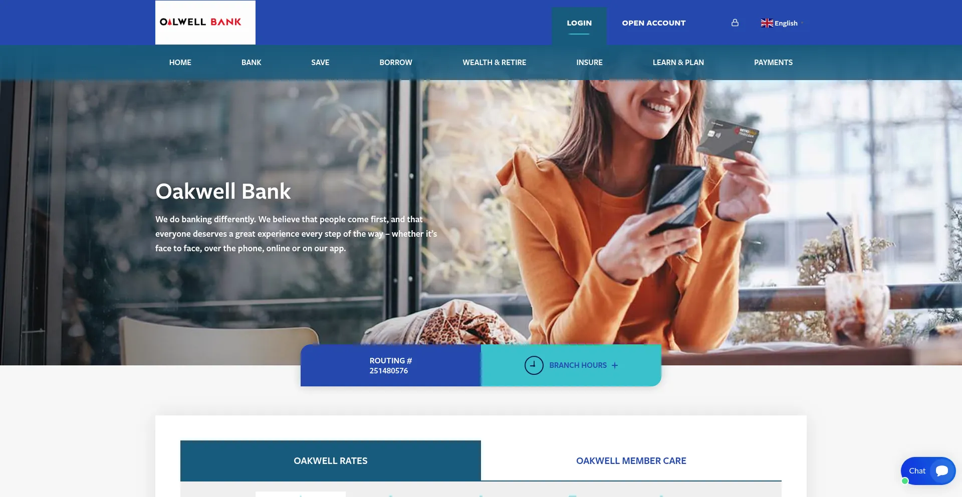 Website screenshot of Oakwellb.com