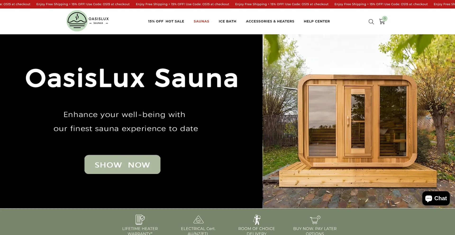 Website screenshot of Oasislux.net