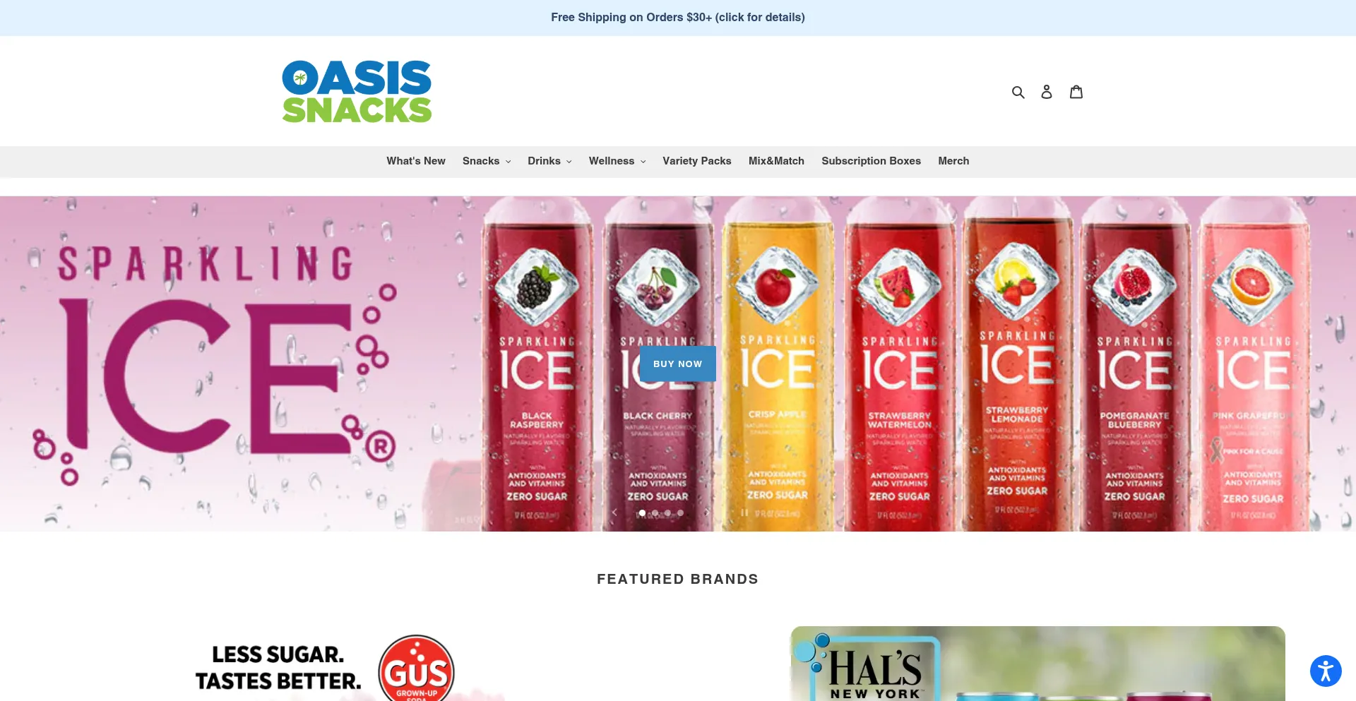 Website screenshot of Oasissnacks.com