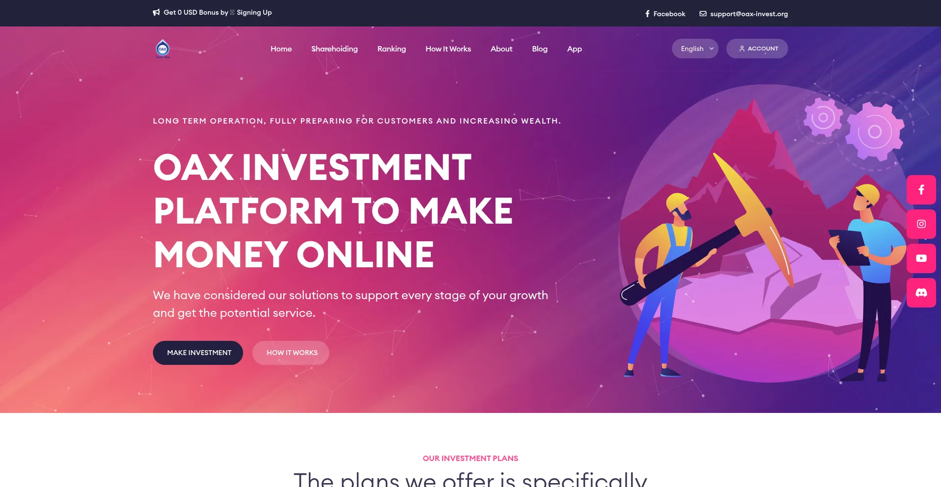 Website screenshot of Oax100.com