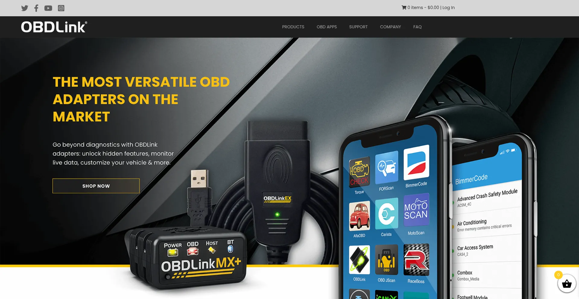 Website screenshot of Obdlink.com