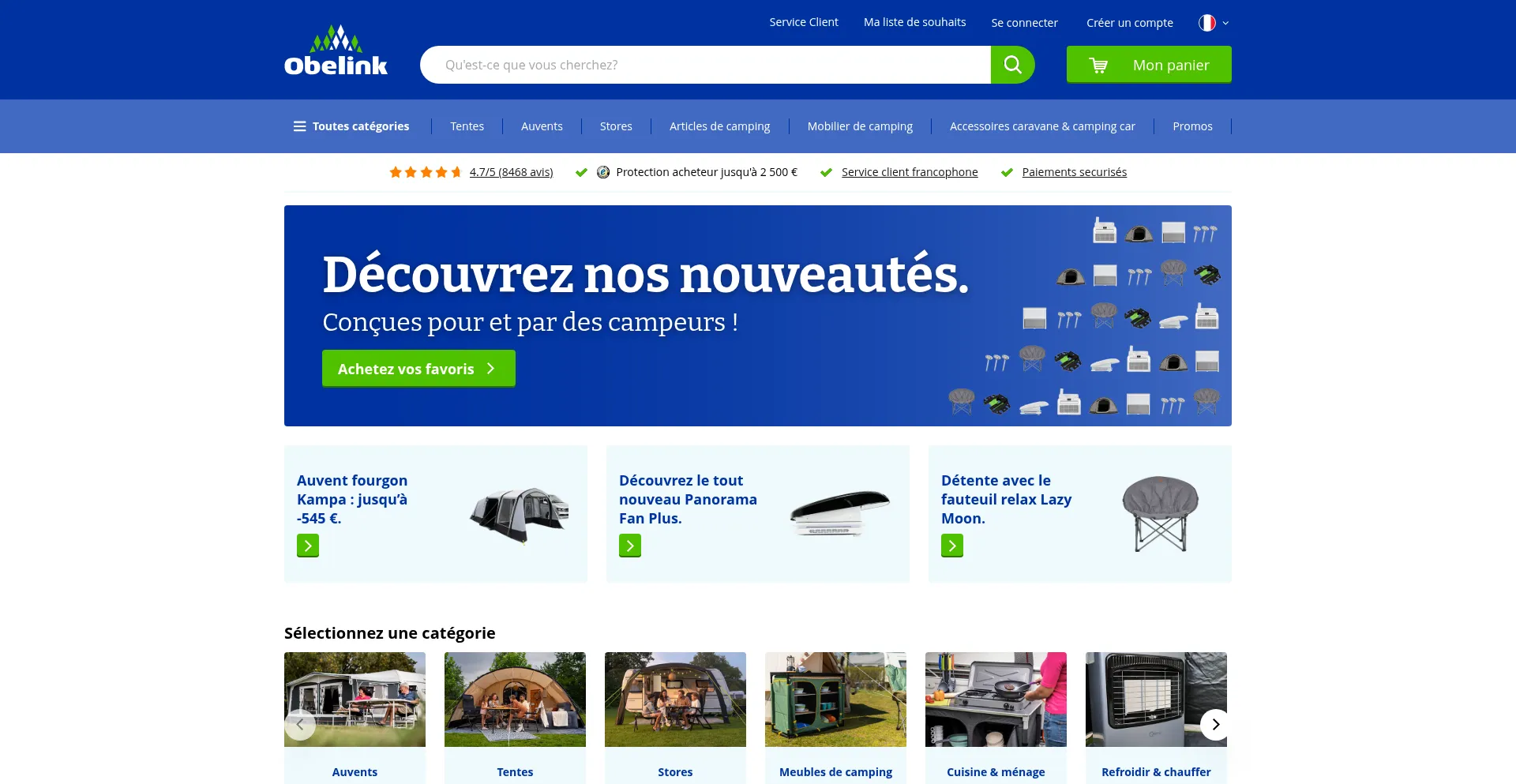 Website screenshot of Obelink.fr