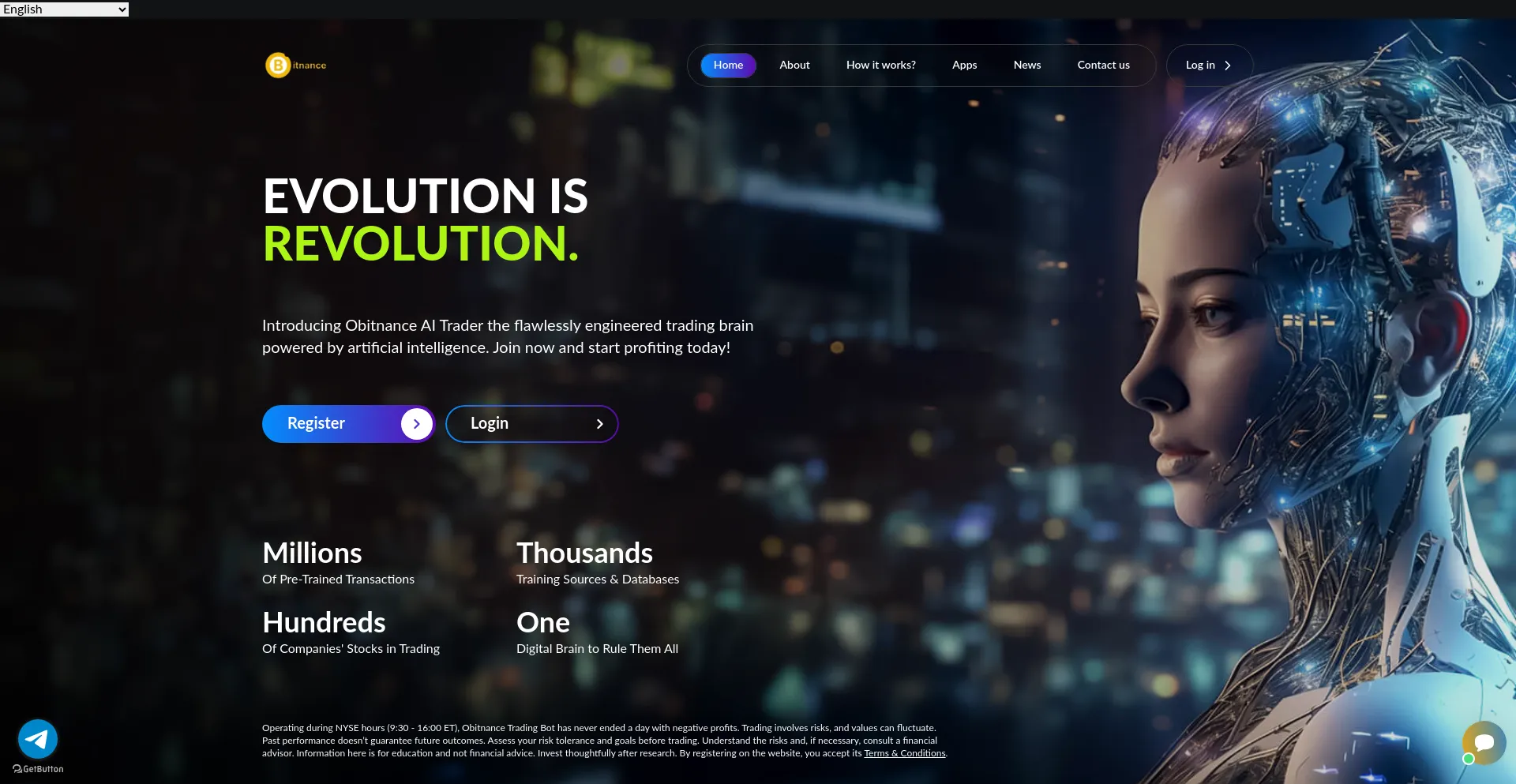 Website screenshot of Obitnancetrade.com