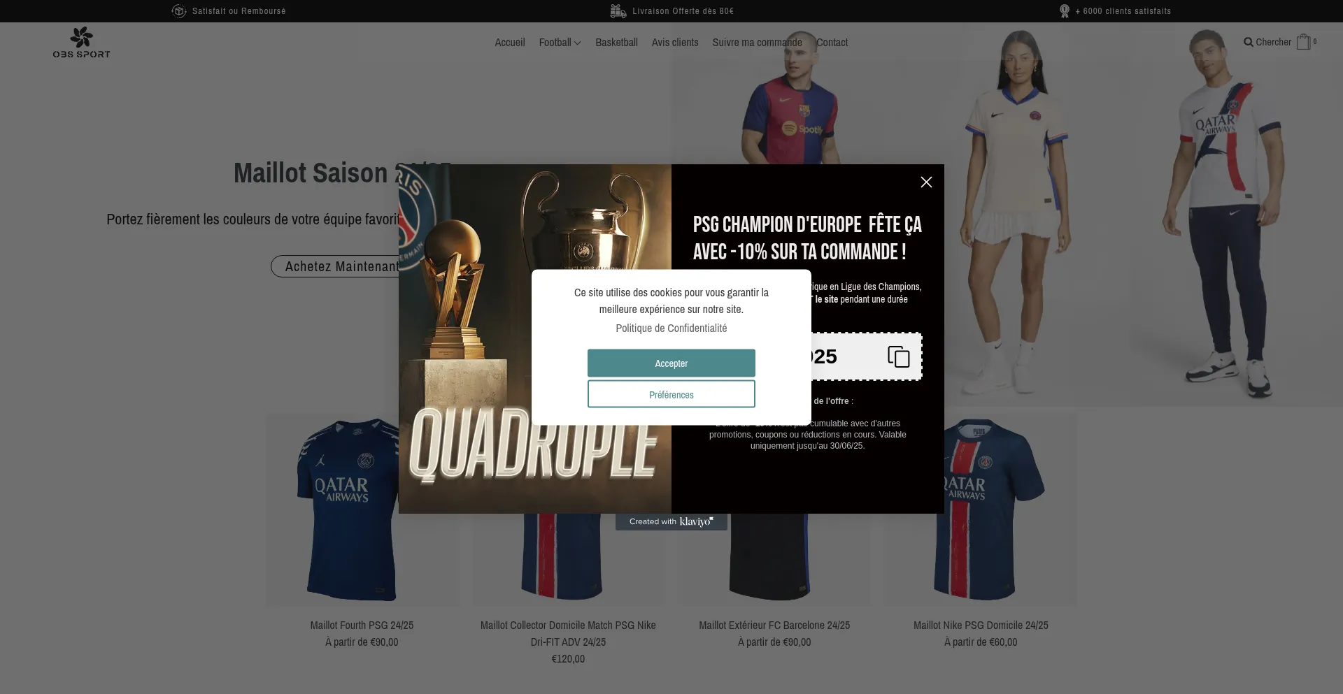 Website screenshot of Obsport-boutique.com