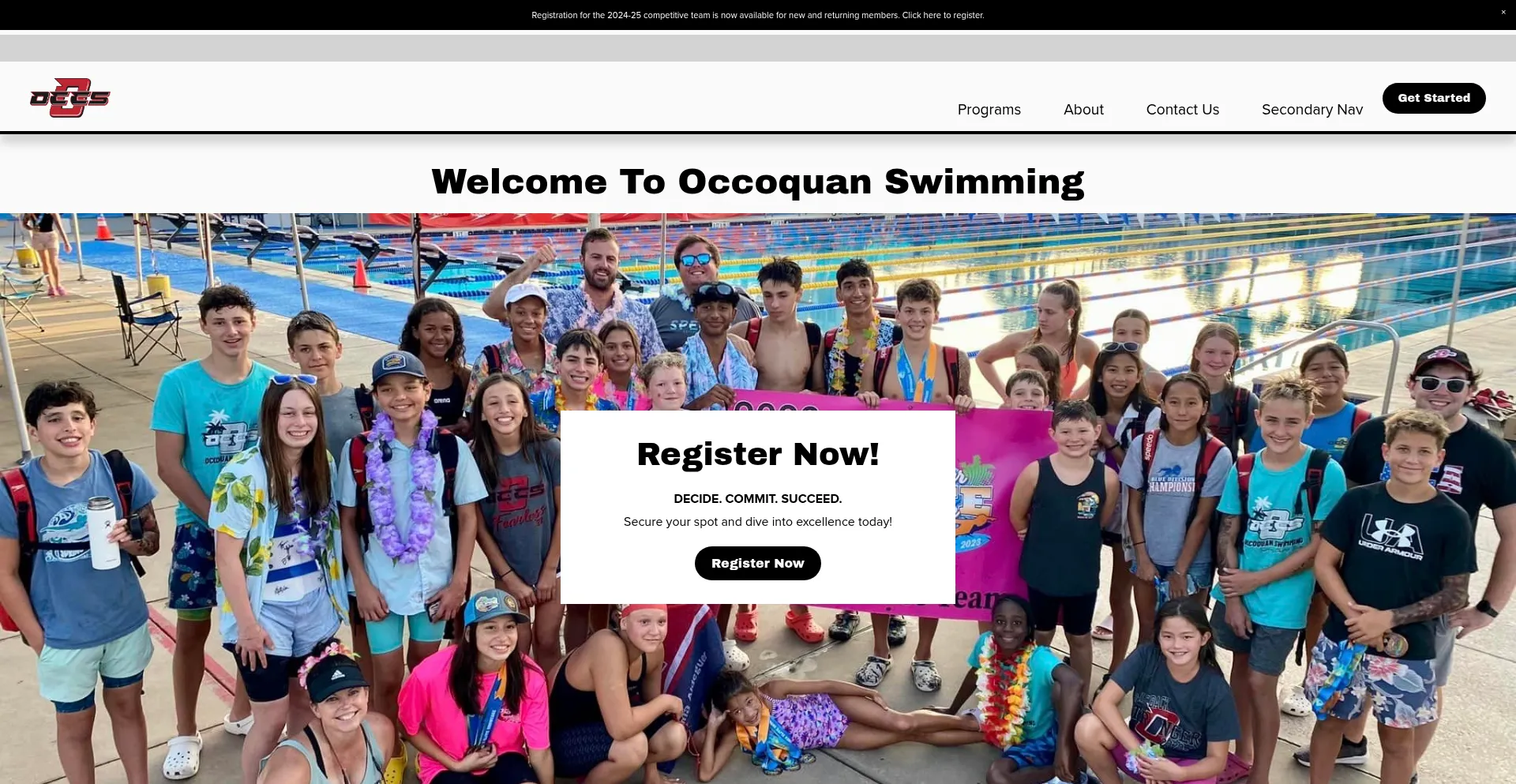 Website screenshot of Occsswim.org