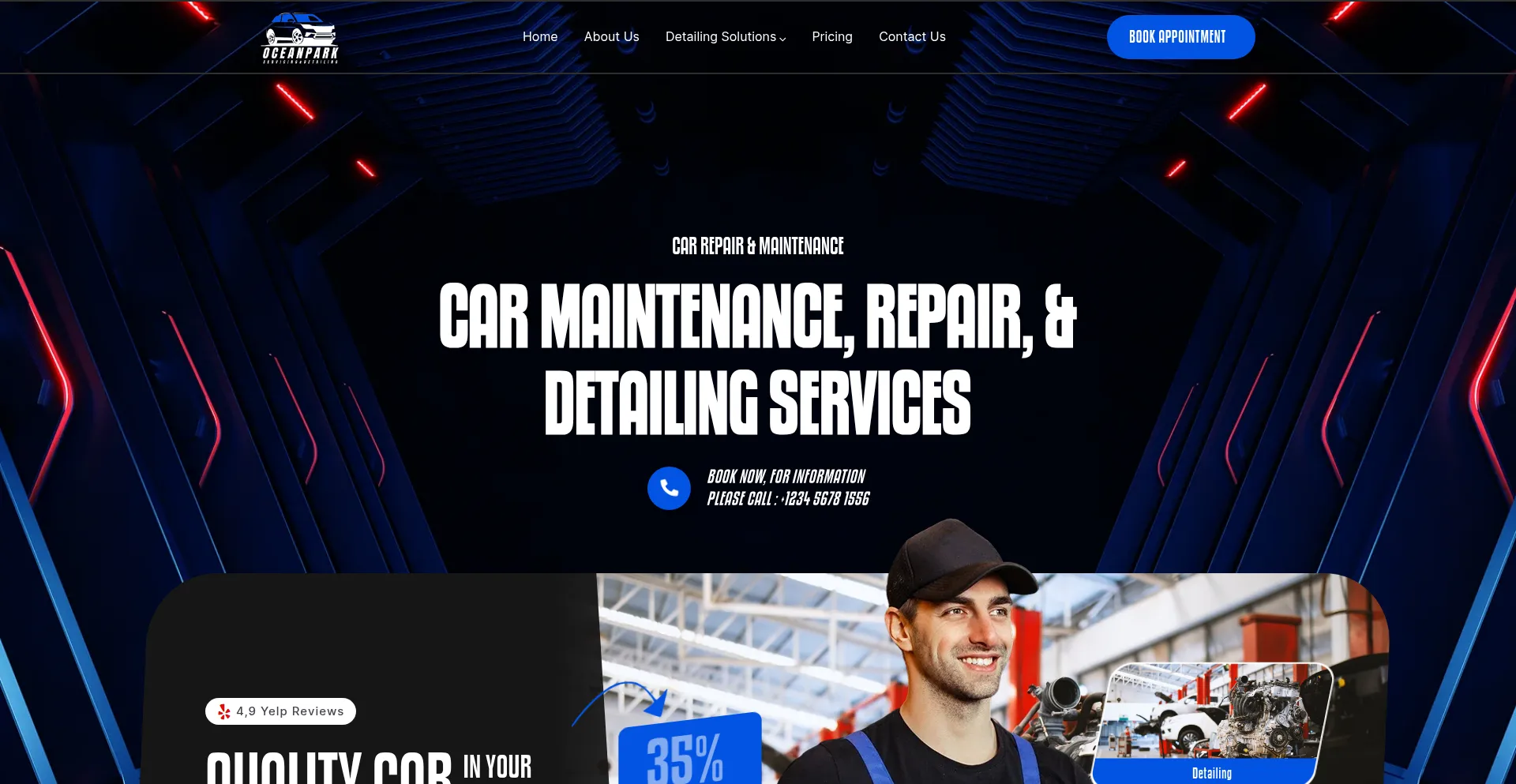 Website screenshot of Oceanparkdetailing.com